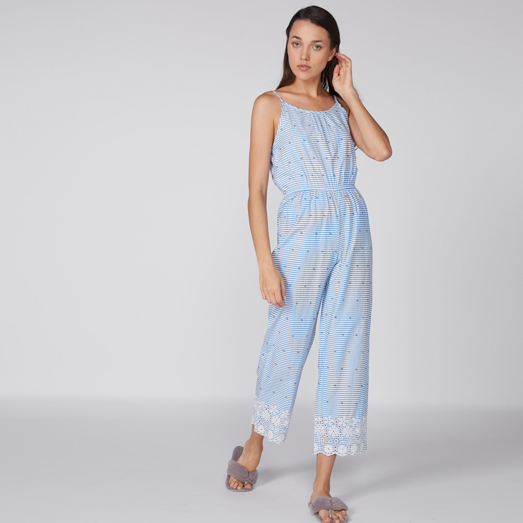 Striped Sleeveless Jumpsuit-women-clothing-nightwear-nighties-image-1