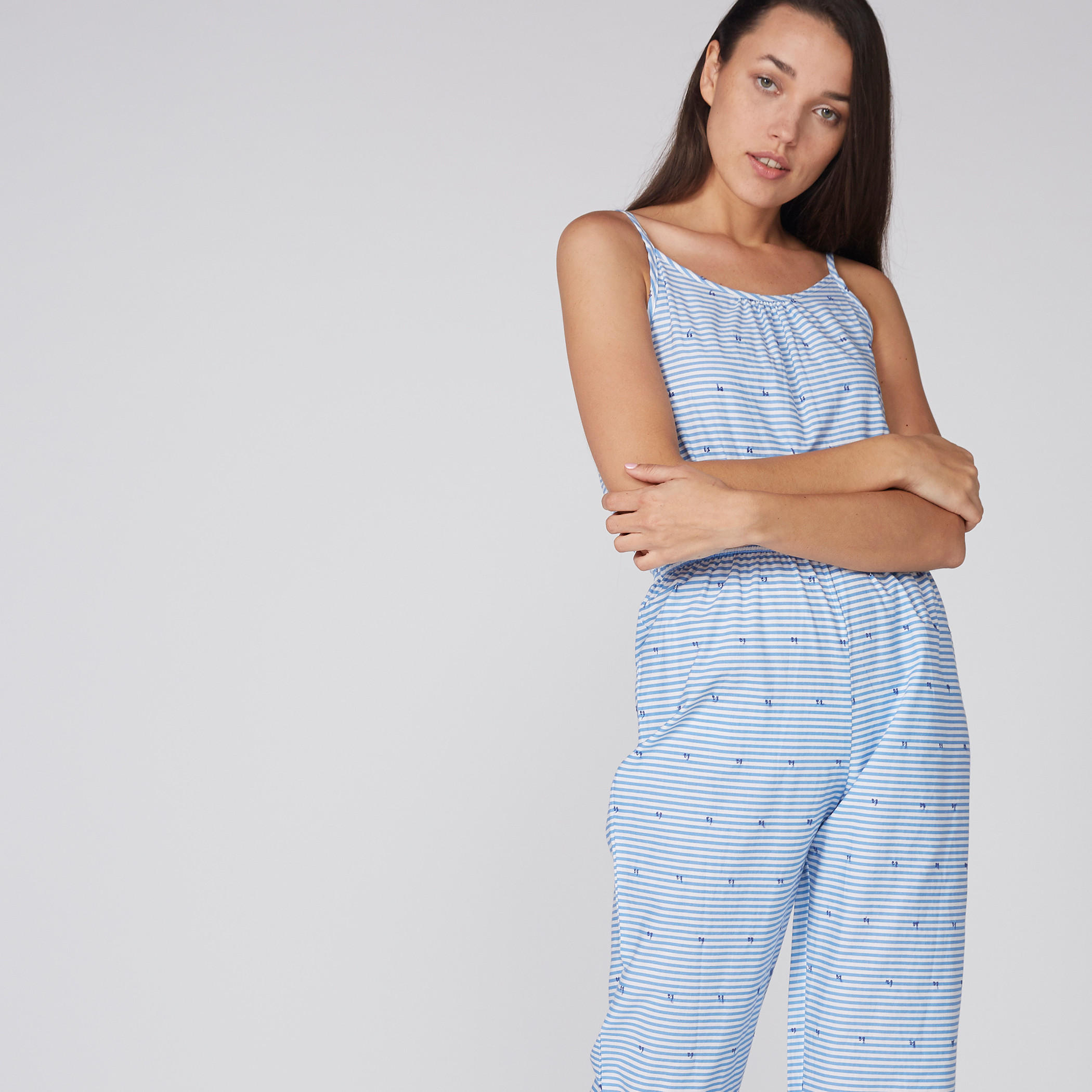 Striped Sleeveless Jumpsuit-women-clothing-nightwear-nighties-image-2