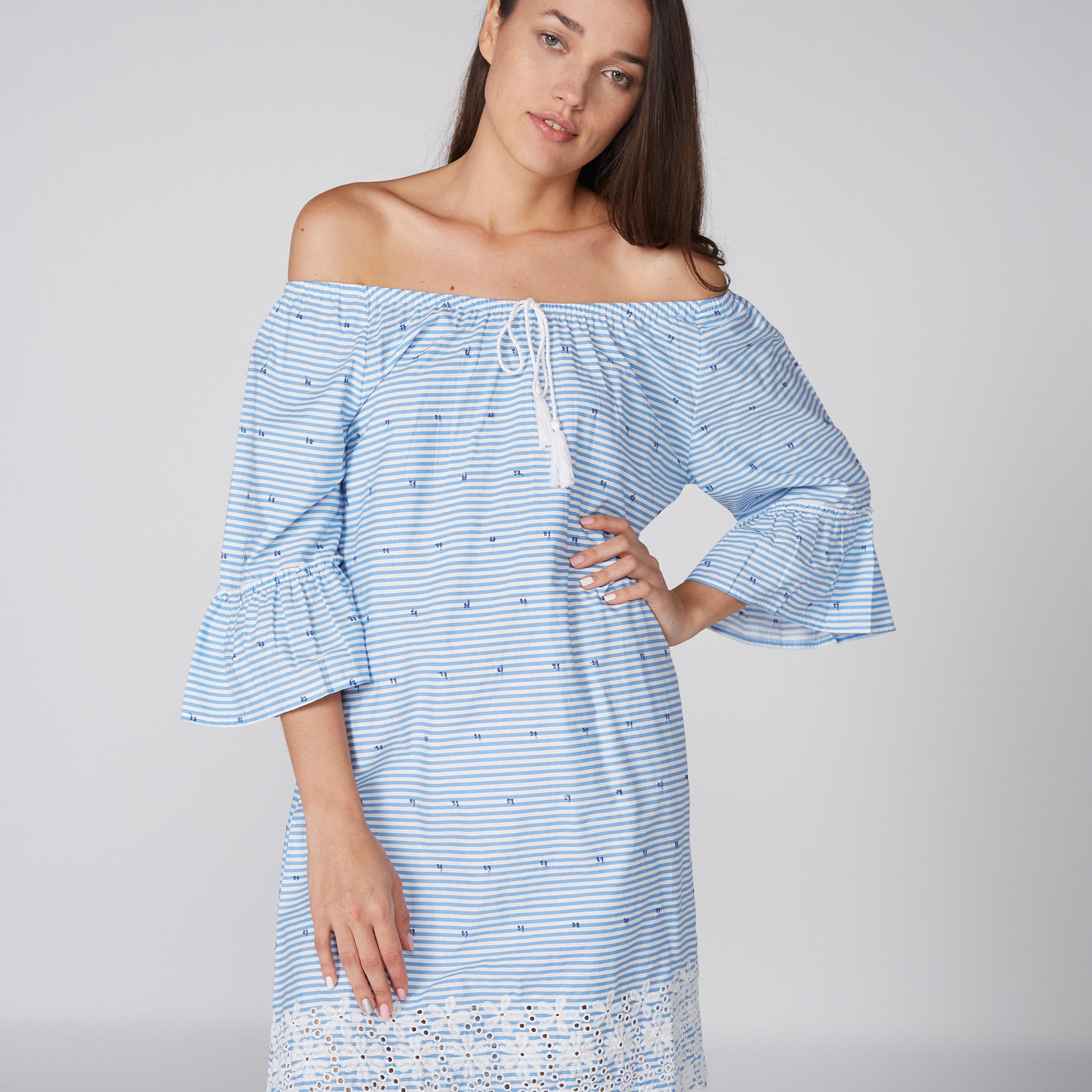 فستان نوم مقلّم بأكتاف مكشوفة-women-clothing-nightwear-nighties-image-2