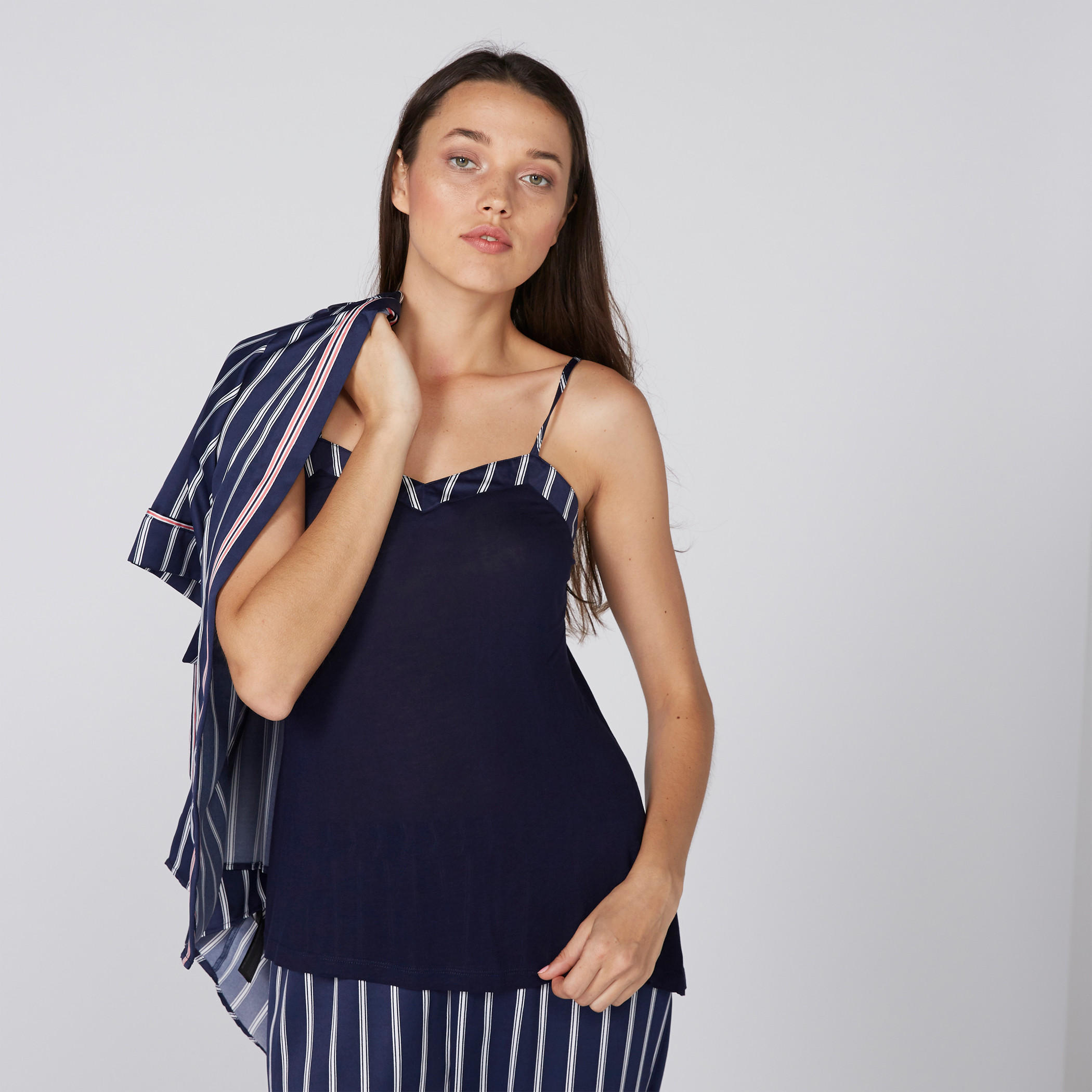 Striped Open Front Robe with Pyjama Set-women-clothing-nightwear-pyjamas-longsets-image-3