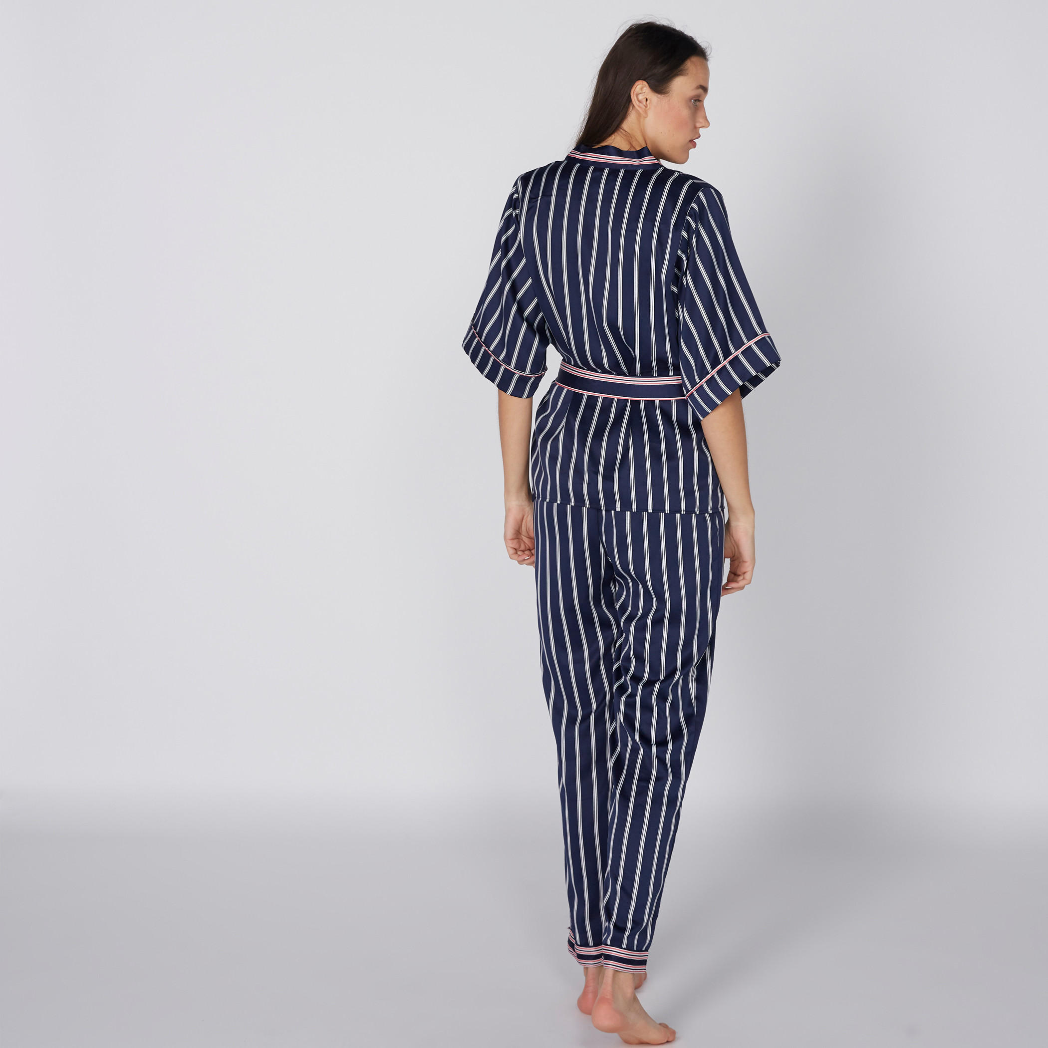 طقم بنطال بيجاما وروب مقلّم مفتوح من الأمام-women-clothing-nightwear-pyjamas-longsets-image-4