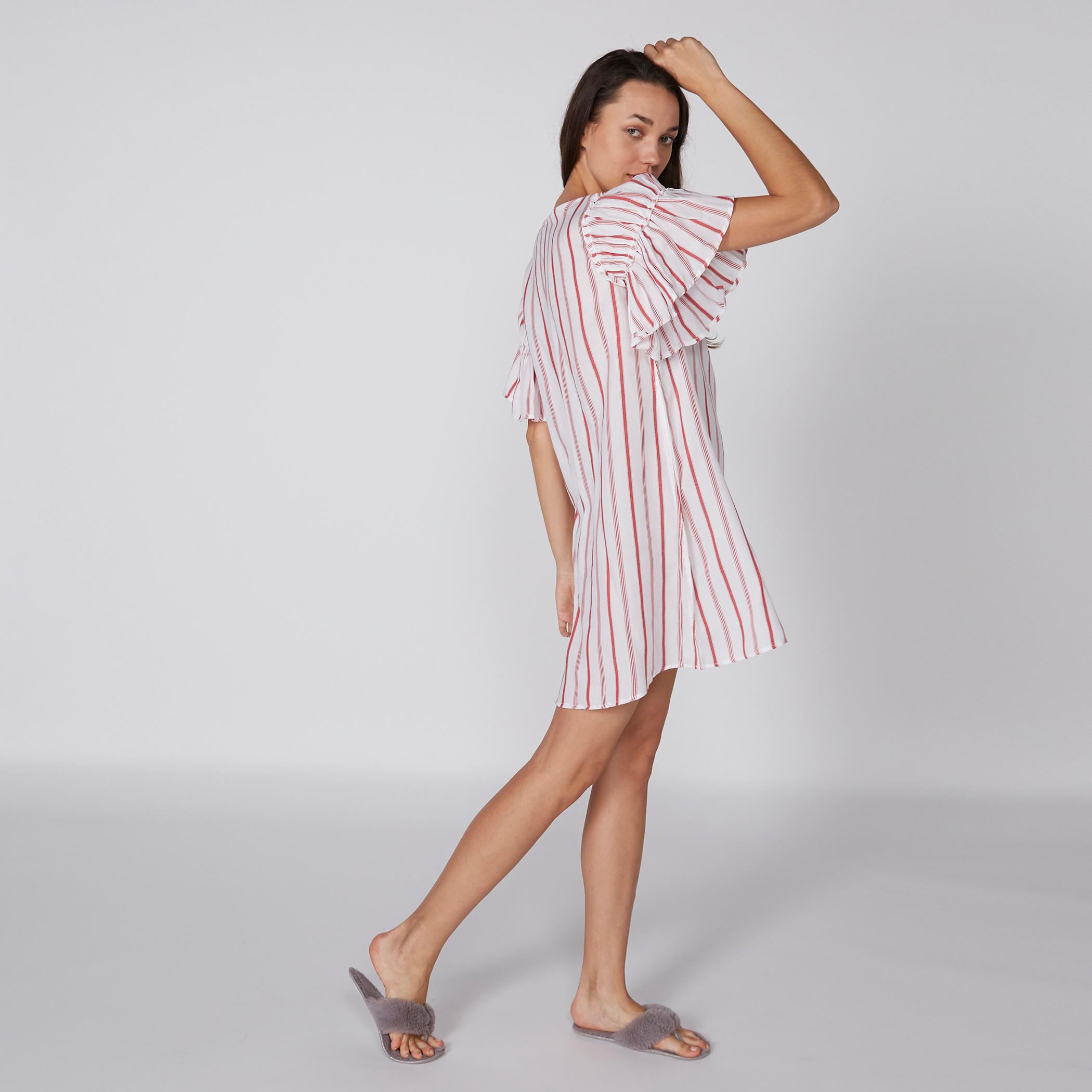 Sleepshirt with Ruffles Detail Sleeves and Tassels on Front-women-clothing-nightwear-nighties-image-2