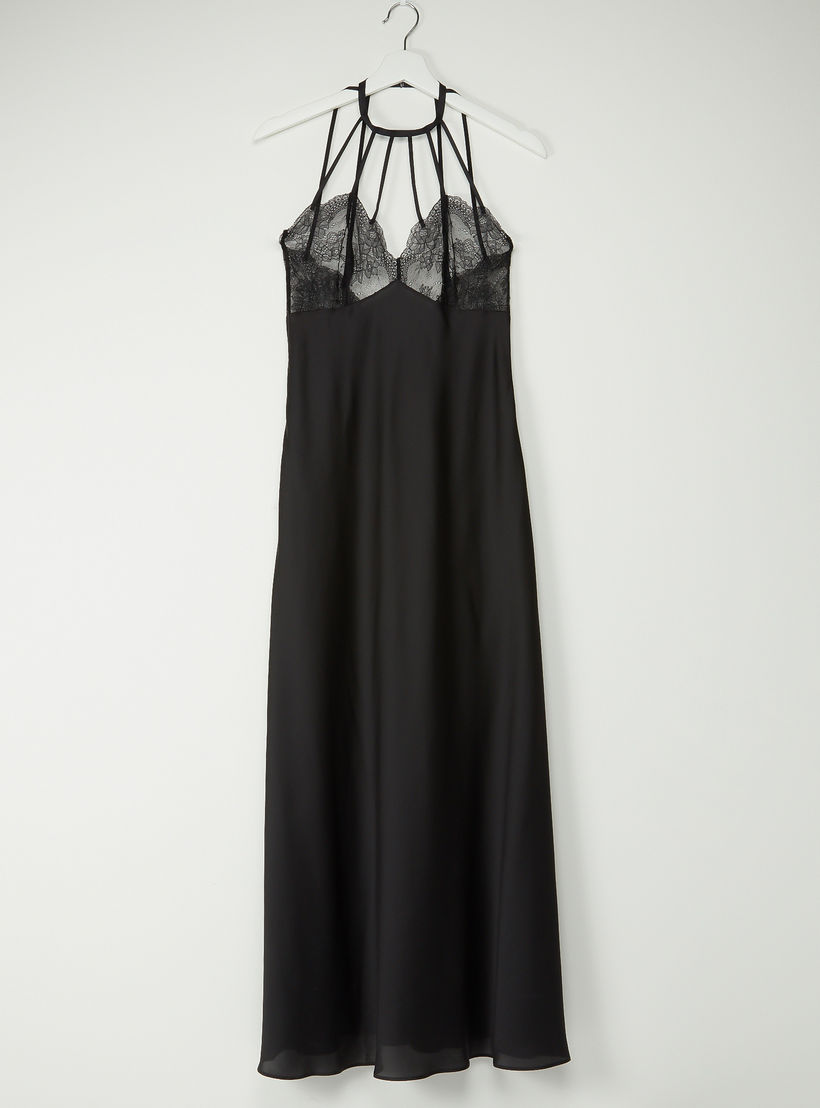 قميص نوم طويل بحمّالات رفيعة وتفاصيل دانتيل-women-clothing-nightwear-nighties-image-1