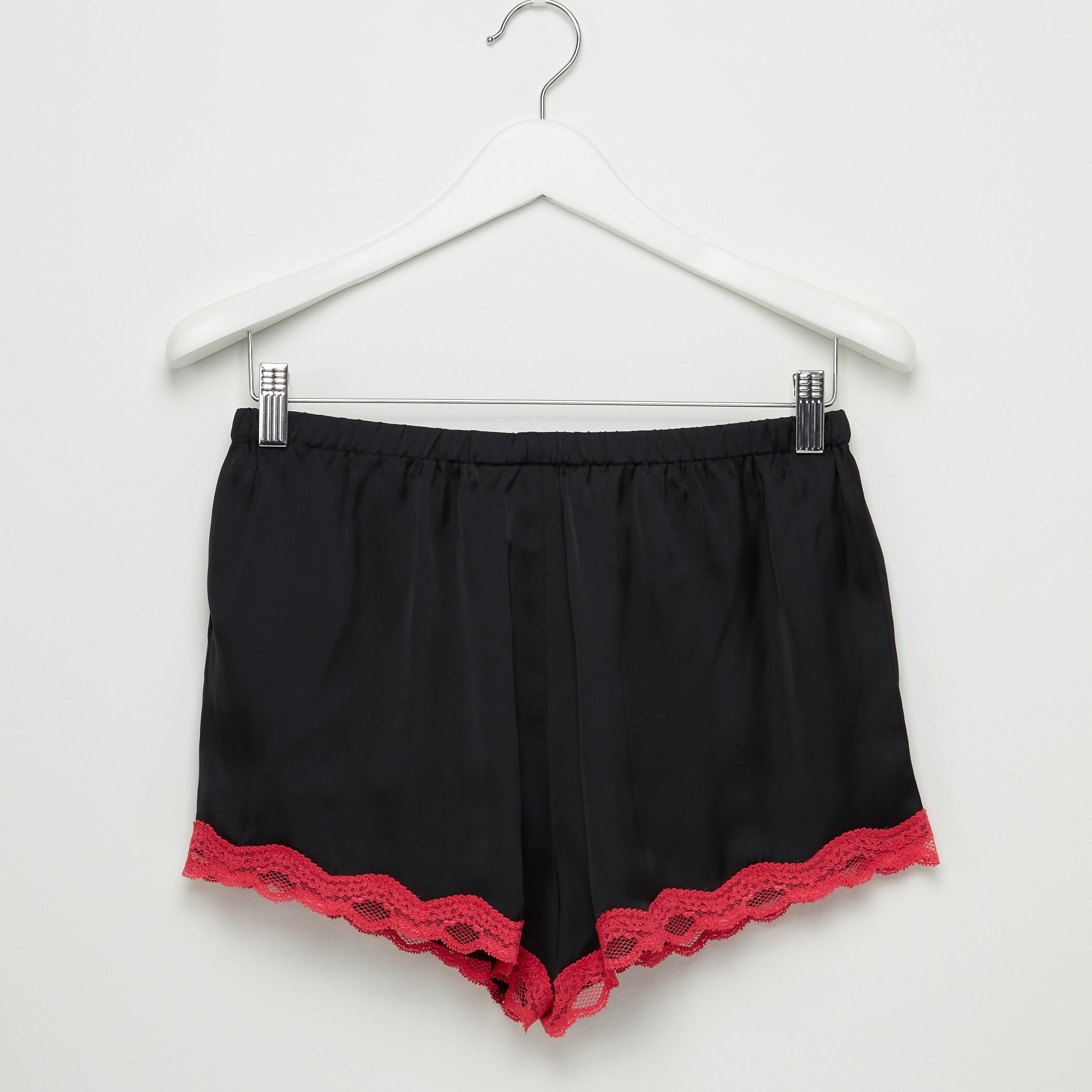 شورت بخصر مطّاطي وتفاصيل دانتيل - طقم من قطعتين-women-clothing-nightwear-pyjamas-longsets-image-3