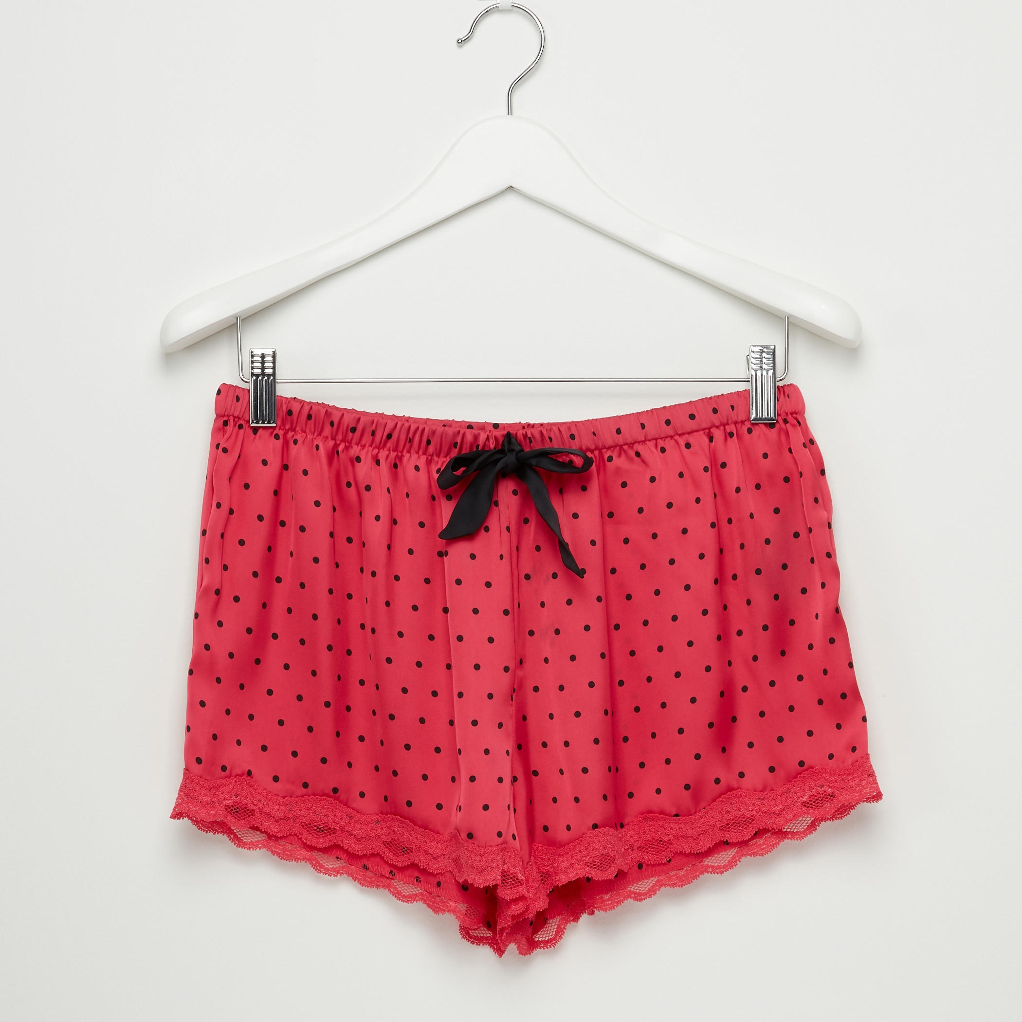 شورت بخصر مطّاطي وتفاصيل دانتيل - طقم من قطعتين-women-clothing-nightwear-pyjamas-longsets-image-4