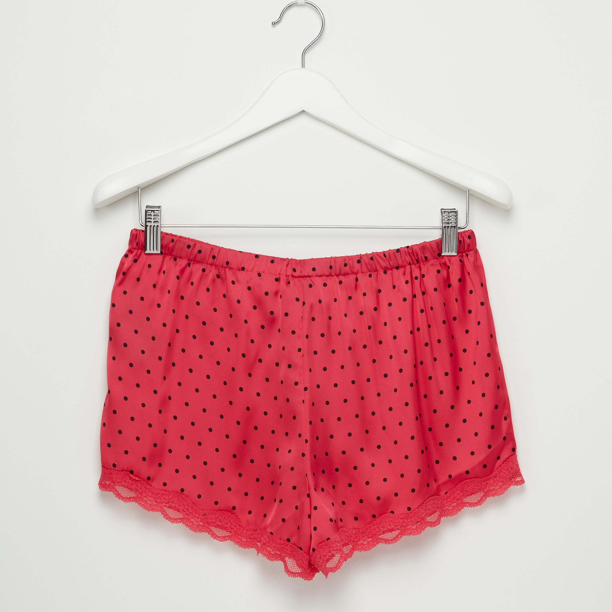 شورت بخصر مطّاطي وتفاصيل دانتيل - طقم من قطعتين-women-clothing-nightwear-pyjamas-longsets-image-5