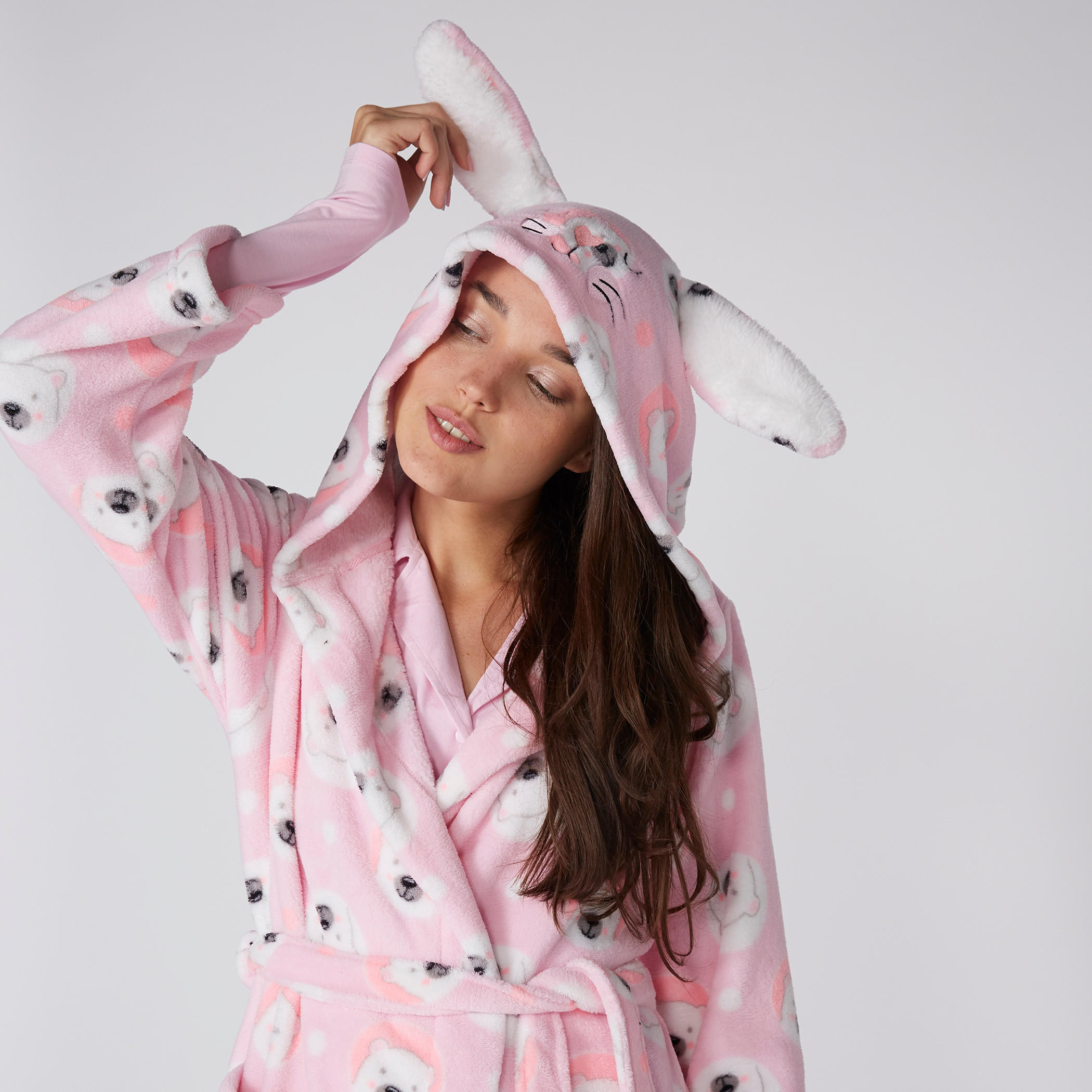 Printed Plush Robe with Long Sleeves and Hood-women-clothing-nightwear-robes-image-2