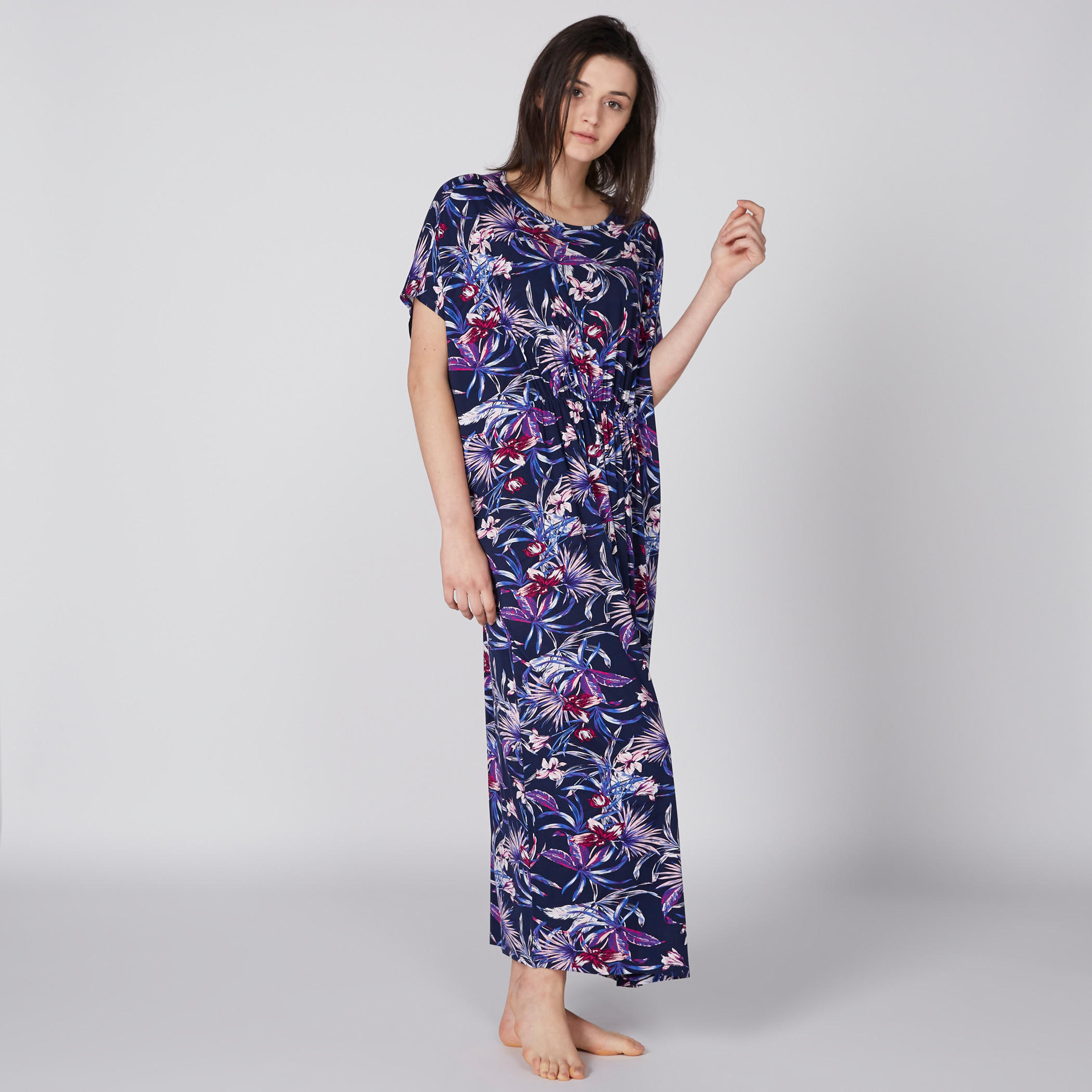 فستان سهرة بياقة مستديرة وأكمام قصيرة وطبعات-women-clothing-nightwear-nighties-image-1