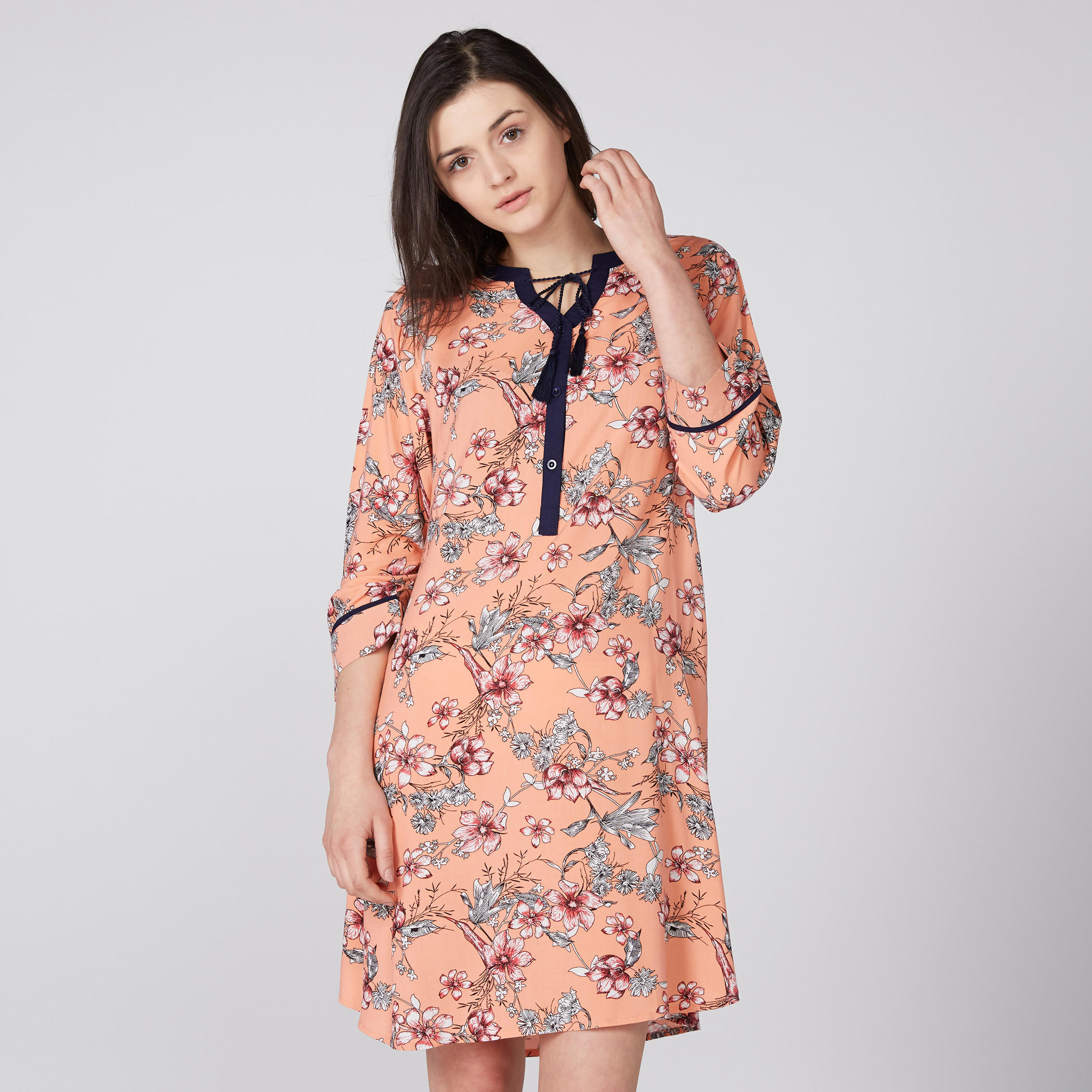 Printed Sleep Dress with 3/4 Sleeves - Set of 2-women-clothing-nightwear-pyjamas-tops-image-3