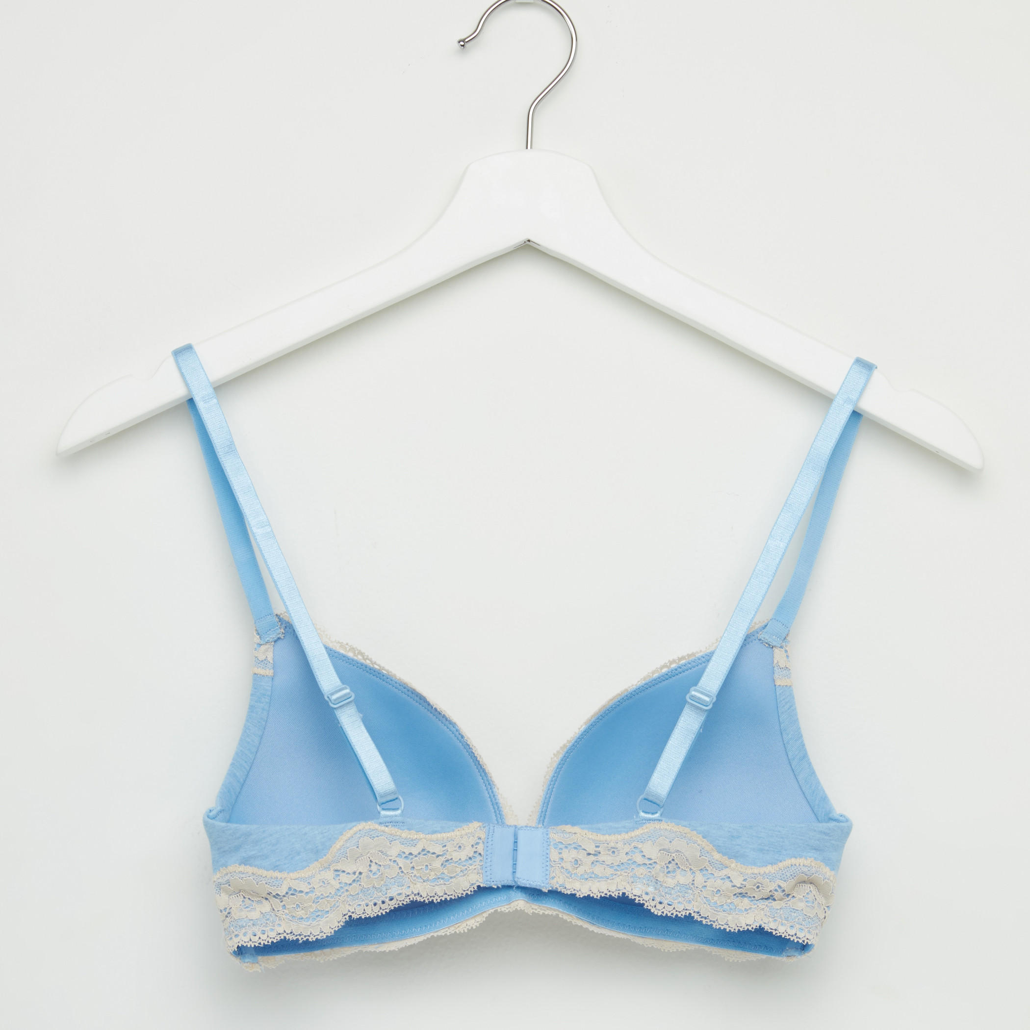 صدرية تيشيرت مبطنة بتفاصيل دانتيل وحمالات قابلة للضبط-women-clothing-lingerie-bras-image-2