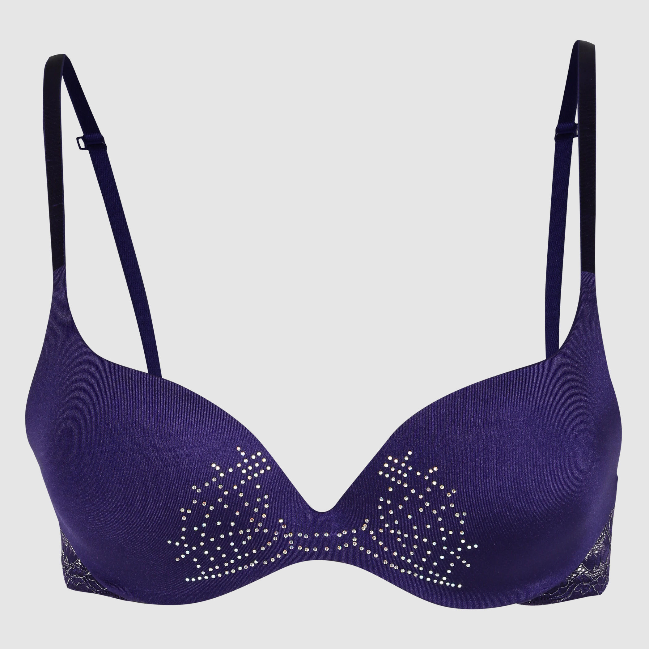 Embellished Bra with Spaghetti Straps and Hook Closure-women-clothing-lingerie-bras-image-1