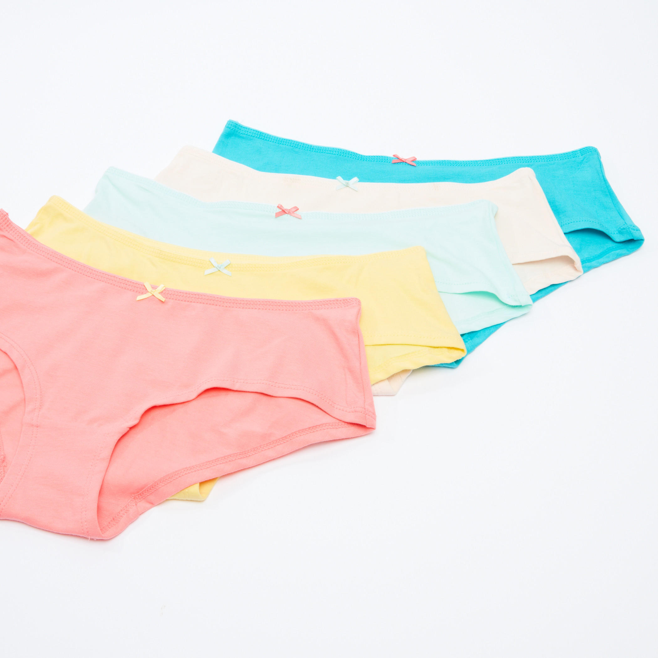 سراويل داخلية بخصر مطّاطي وفيونكة - طقم من 5 قطع-women-clothing-lingerie-panties-image-1