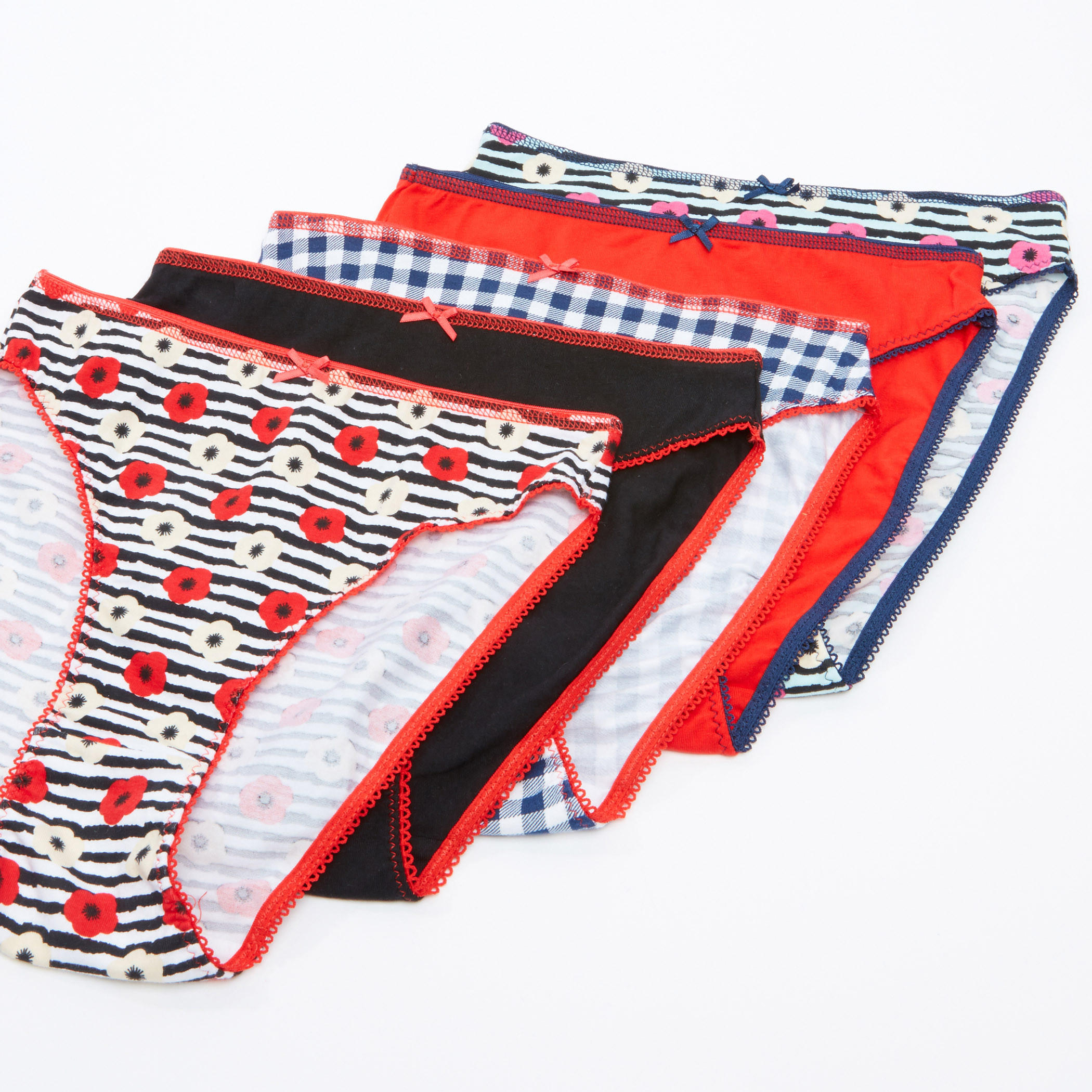 سراويل بيكيني بخصر مطّاطي متنوعة - طقم من 5 قطع-women-clothing-lingerie-panties-image-1