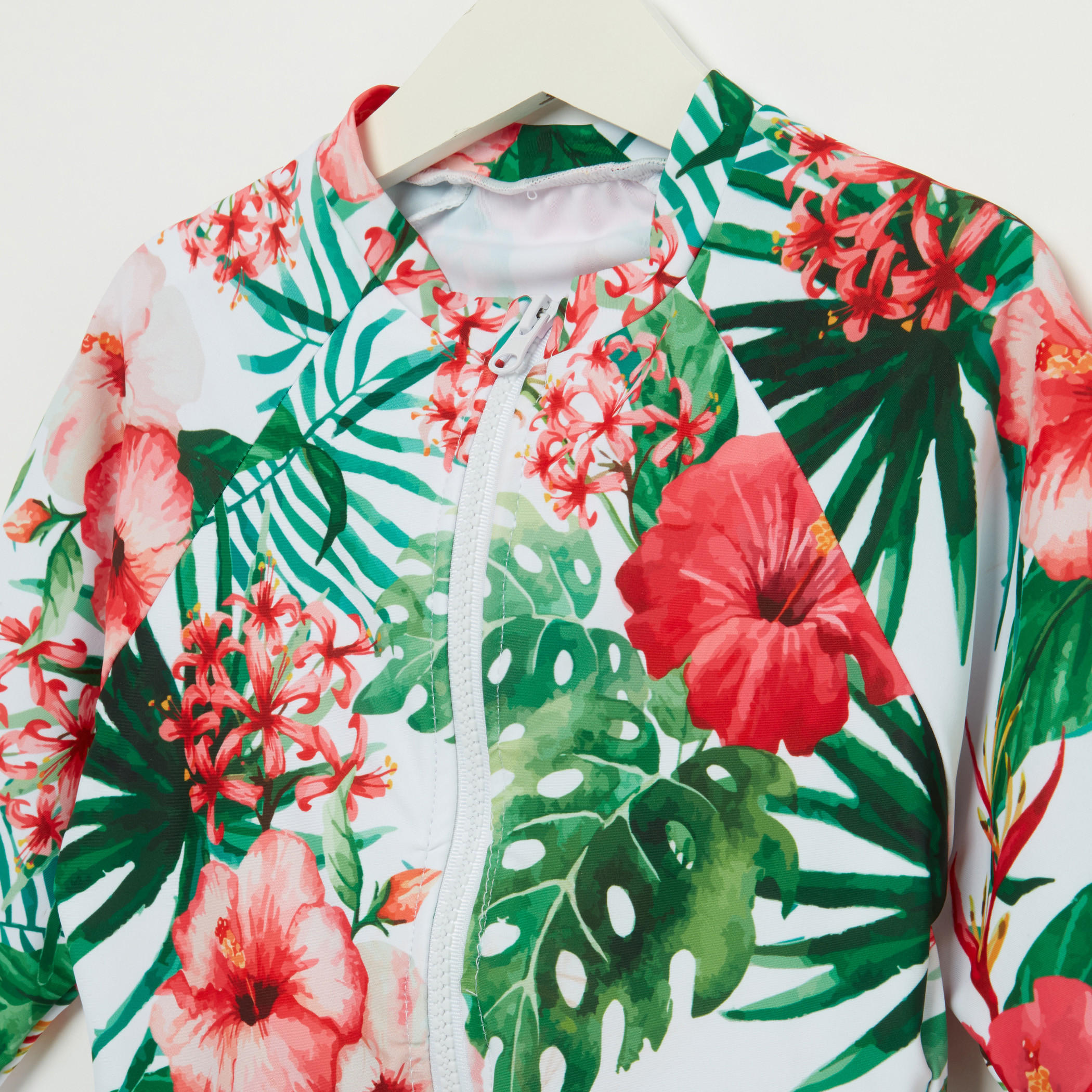 بدلة سباحة بأكمام 3/4 وسحّاب إغلاق مع طبعات-women-clothing-swimandbeach-swimsuits-image-2