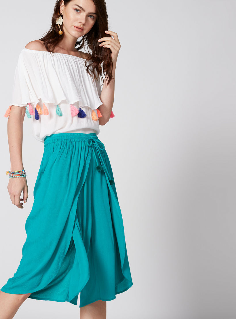 بنطال واسع الساقين بخصر مطاطي ورباط-women-clothing-bottoms-trousers-image-1