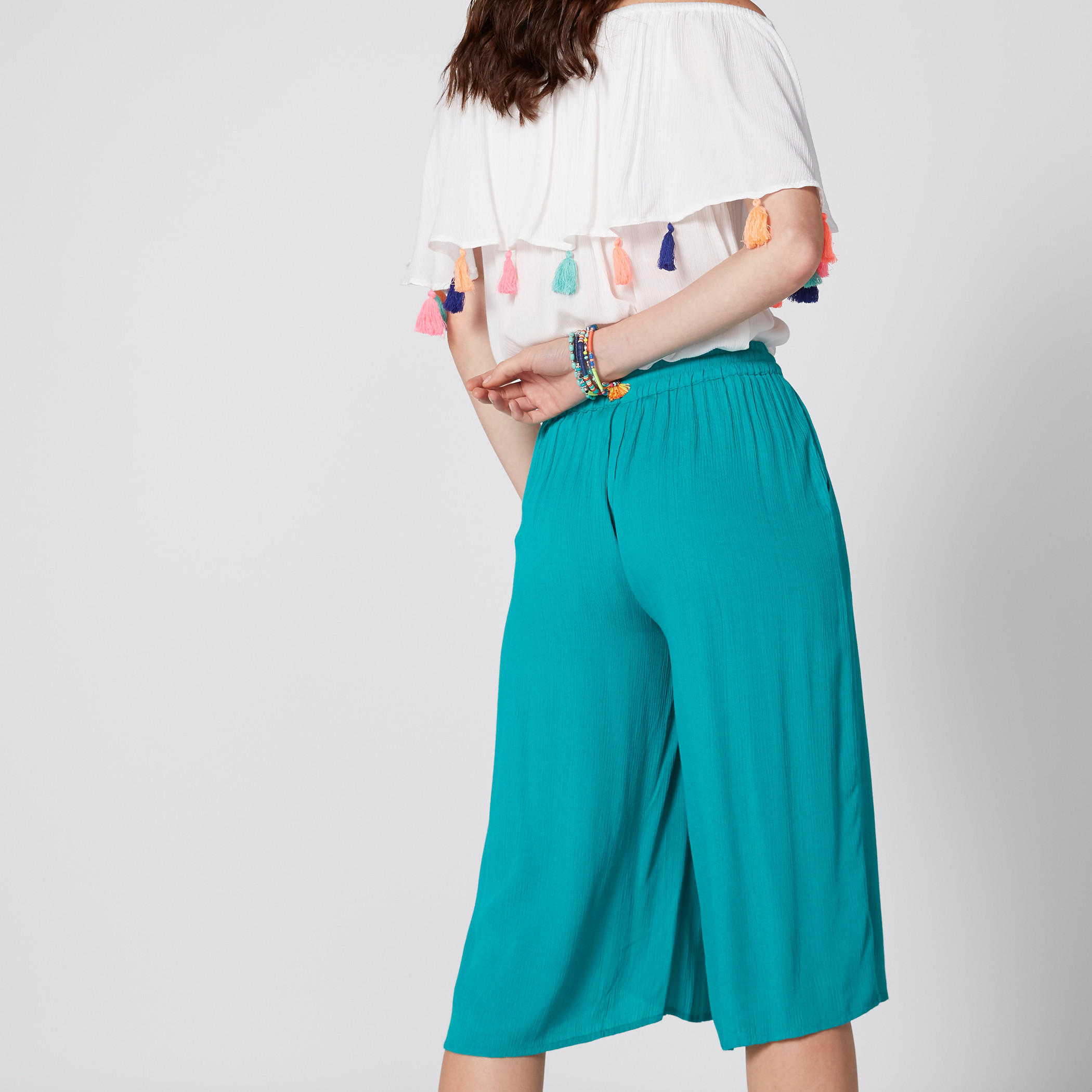 بنطال واسع الساقين بخصر مطاطي ورباط-women-clothing-bottoms-trousers-image-2