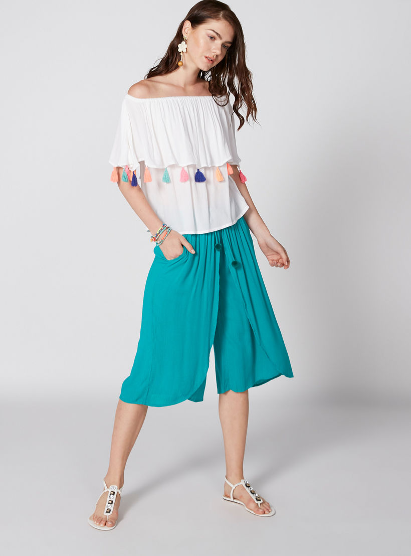 بنطال واسع الساقين بخصر مطاطي ورباط-women-clothing-bottoms-trousers-image-3