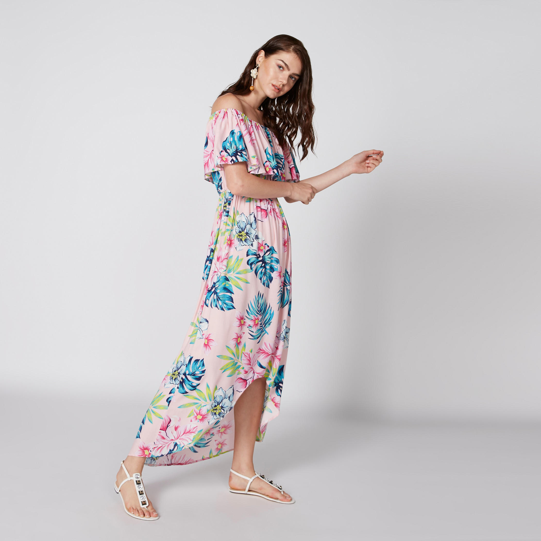 فستان بطبعات زهرية وأكمام مكشوفة وتفاصيل غير مستوية-women-clothing-dresses-image-3