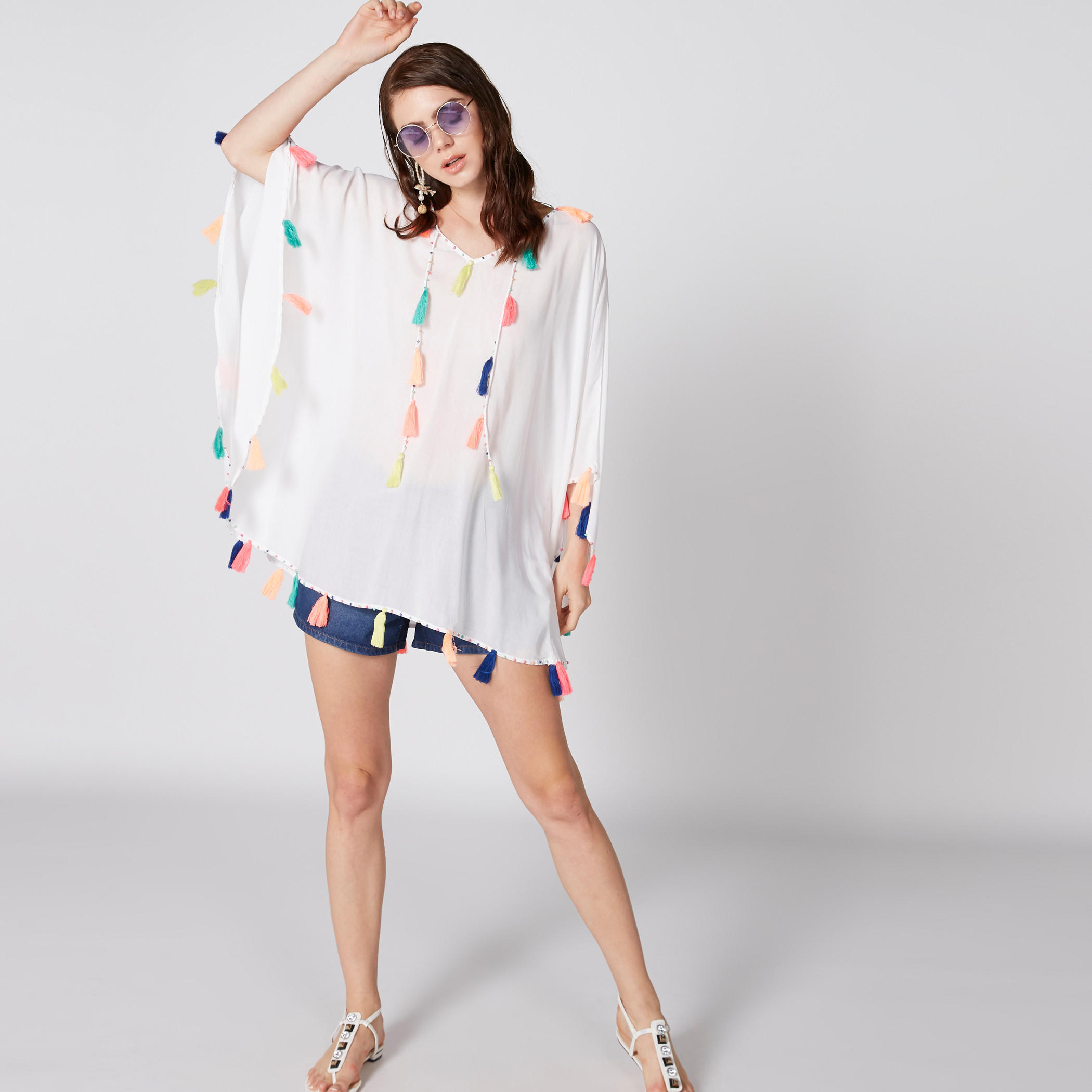 V-Neck Kaftan with Tassels-women-clothing-shirtsandblouses-blouses-image-1