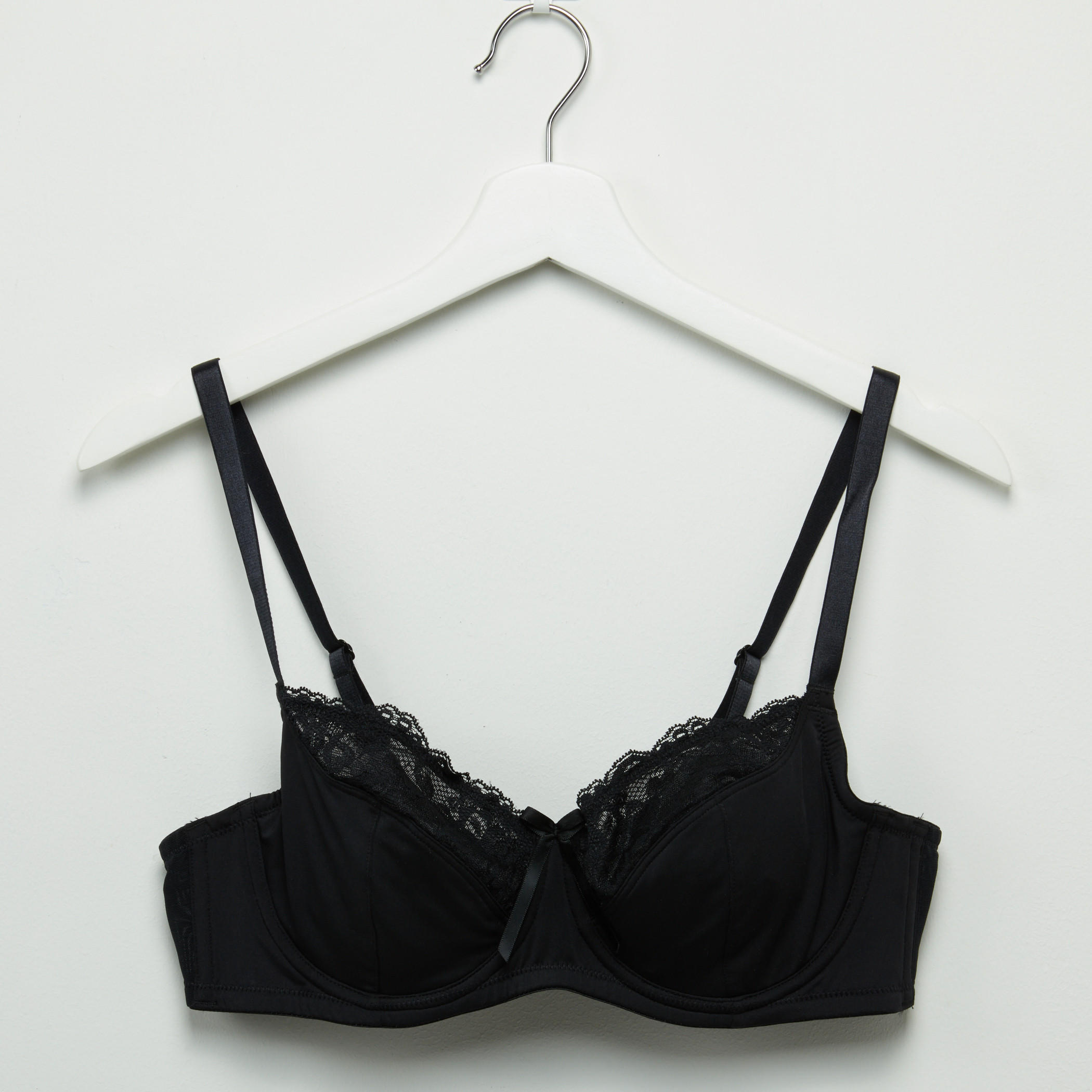 صدريّة تيشيرت بمشبك إغلاق وتفاصيل دانتيل-women-clothing-lingerie-bras-image-1