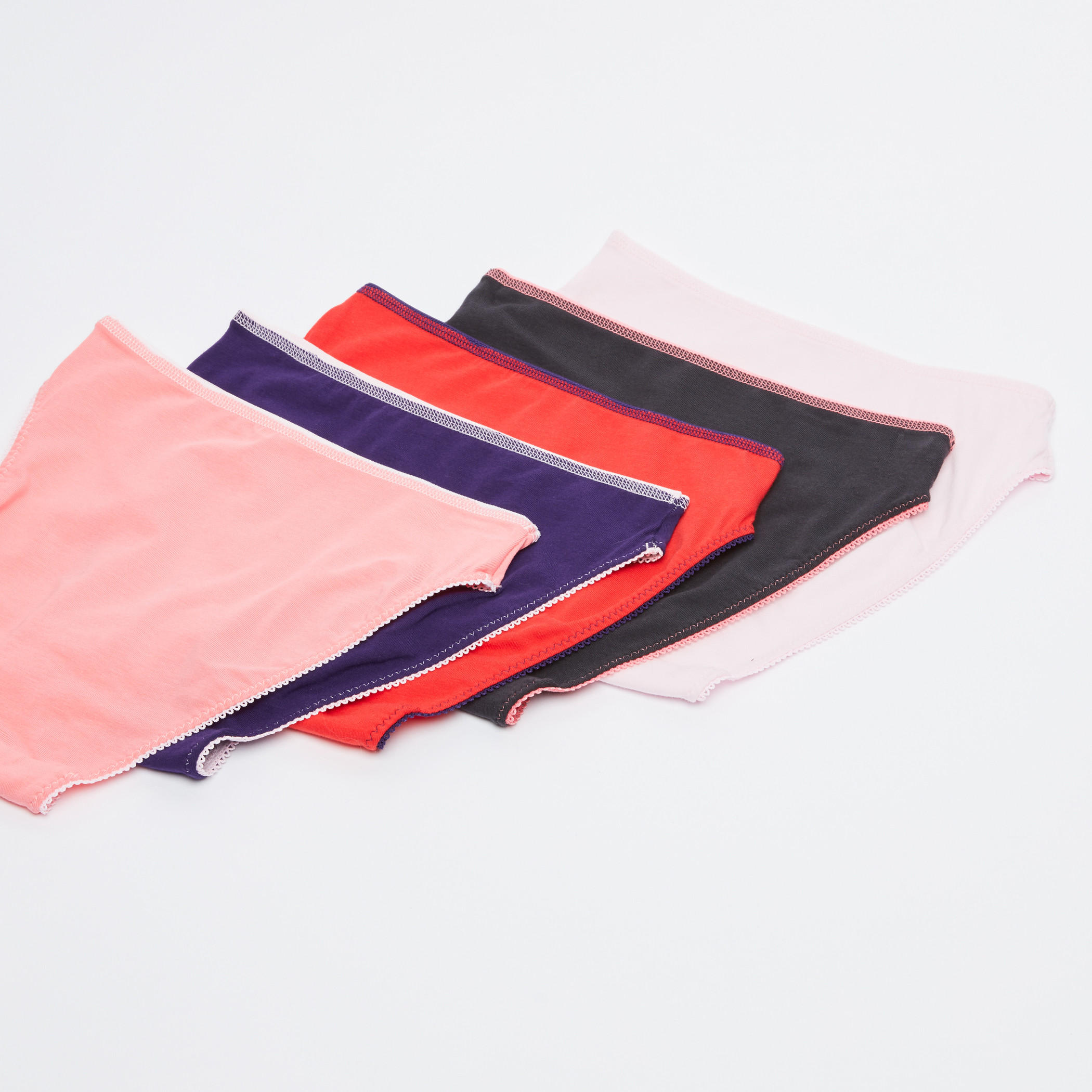 سراويل بيكيني بخصر مطّاطي وتفاصيل دانتيل - طقم من 5 قطع-women-clothing-lingerie-panties-image-3