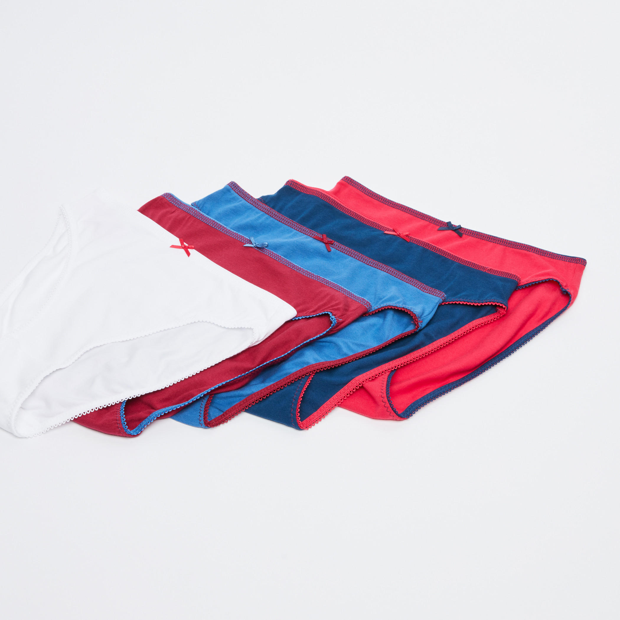 سراويل داخلية بخصر مطّاطي ودرزات - طقم من 5 قطع-women-clothing-lingerie-panties-image-1