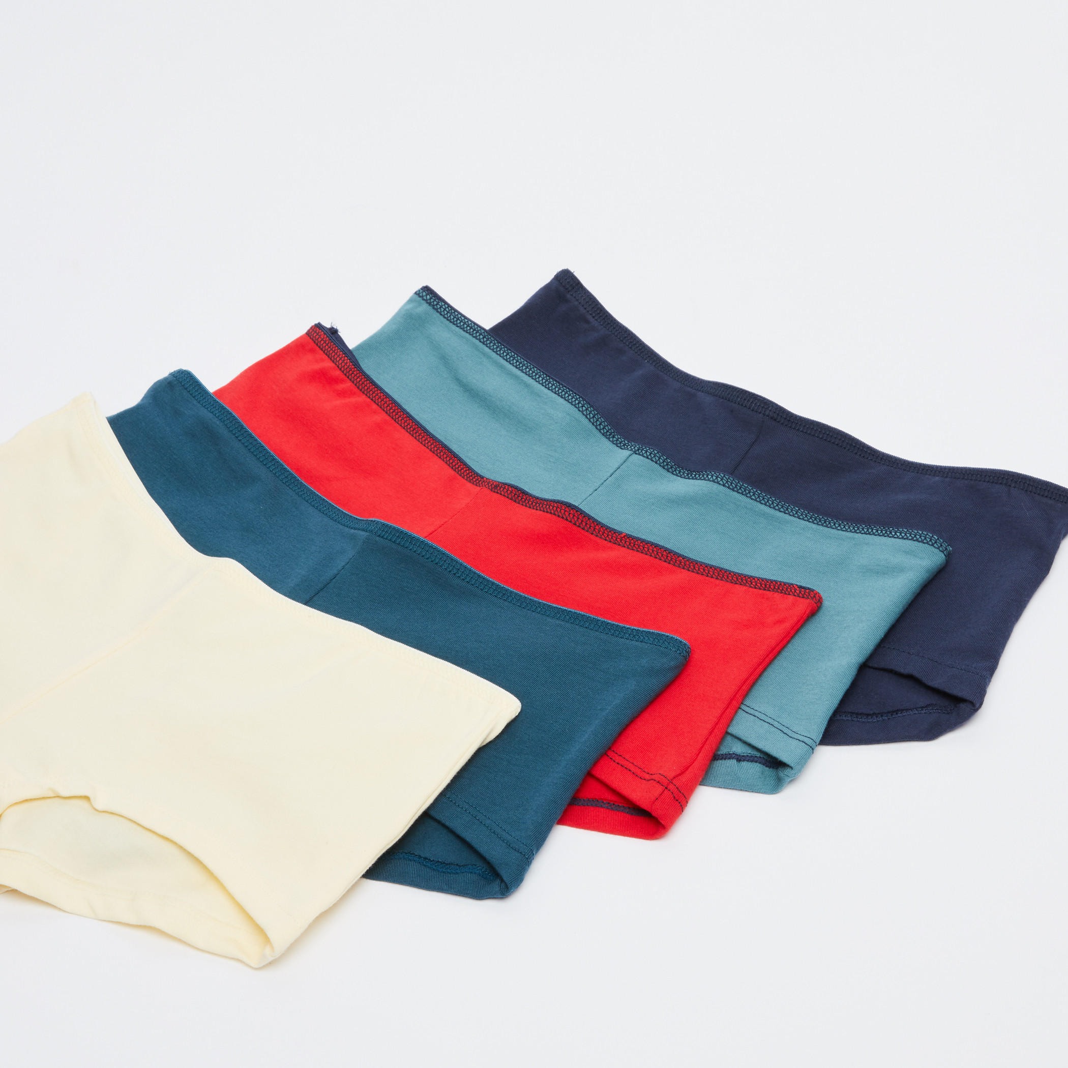 Stitch Detail Boyshorts with Elasticised Waistband - Set of 5-women-clothing-lingerie-panties-image-1