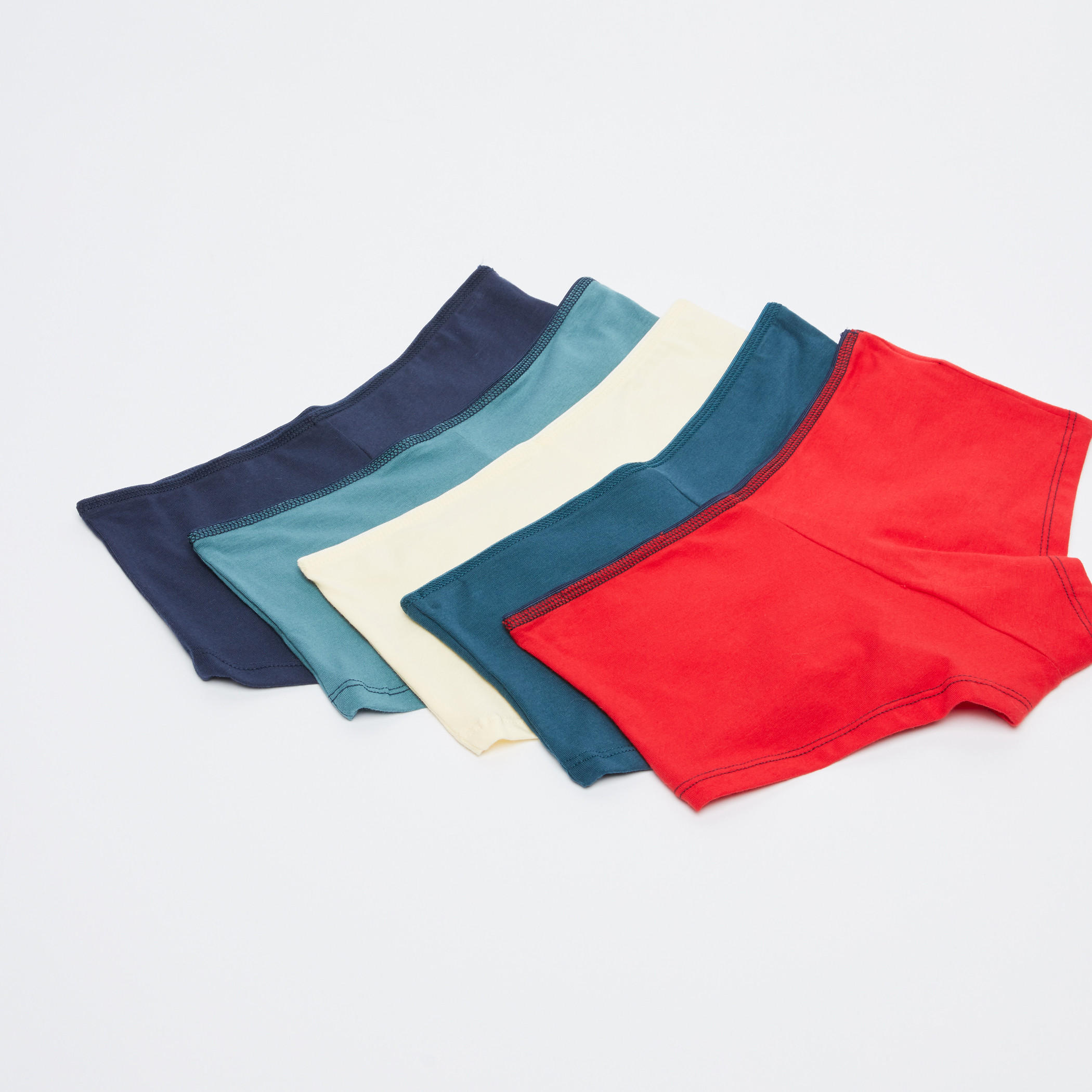 Stitch Detail Boyshorts with Elasticised Waistband - Set of 5-women-clothing-lingerie-panties-image-3