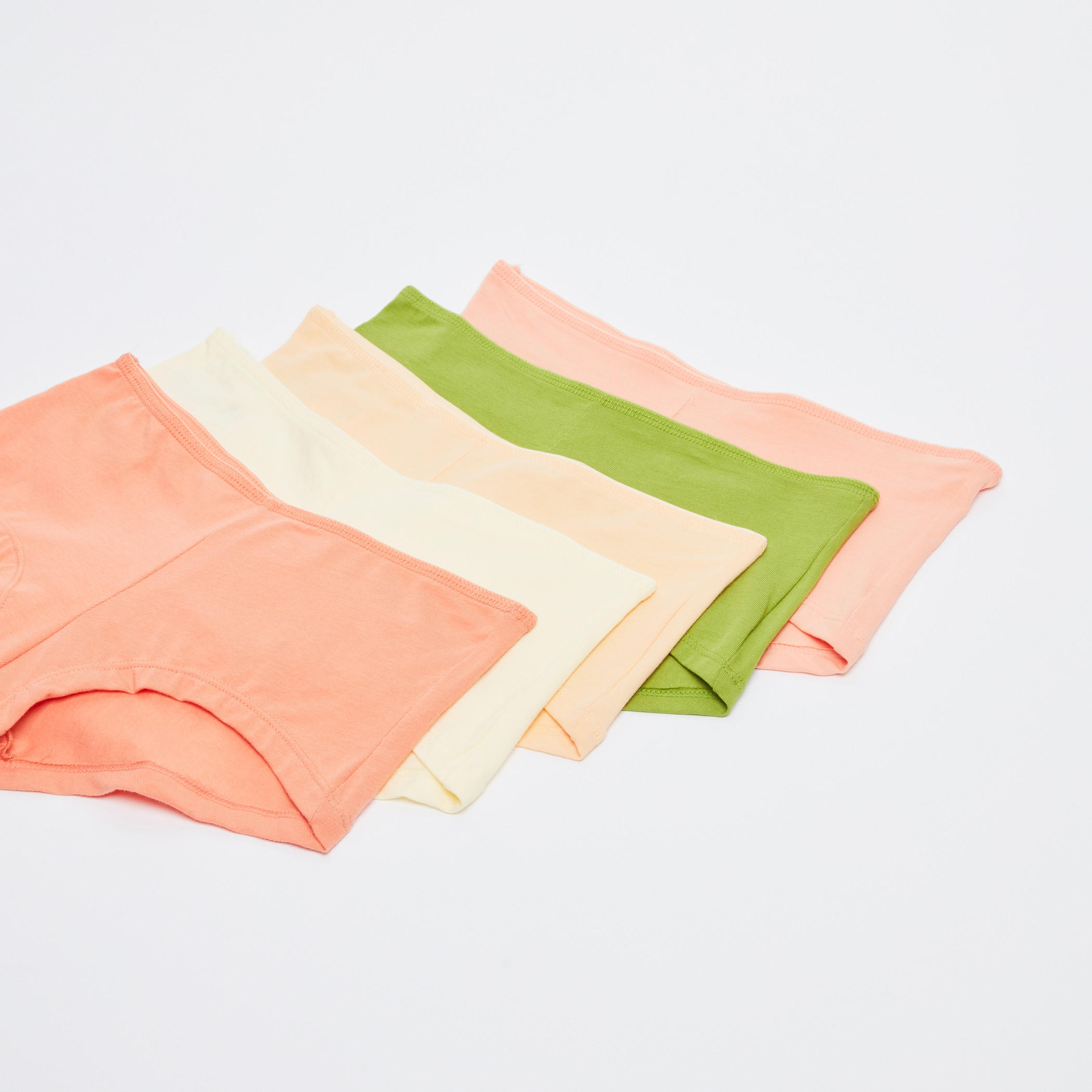 سراويل بوي شورت بخصر مطاطي ودرزات - طقم من 5 قطع-women-clothing-lingerie-panties-image-1