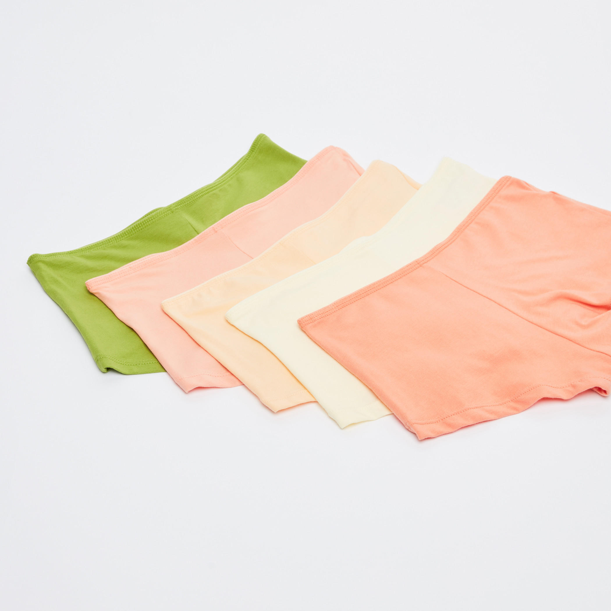 سراويل بوي شورت بخصر مطاطي ودرزات - طقم من 5 قطع-women-clothing-lingerie-panties-image-3