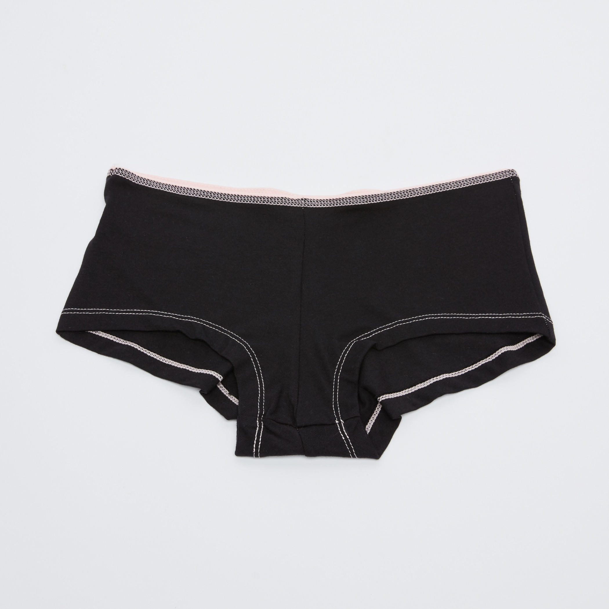 سراويل بوي شورت بخصر مطاطي ودرزات - طقم من 5 قطع-women-clothing-lingerie-panties-image-2
