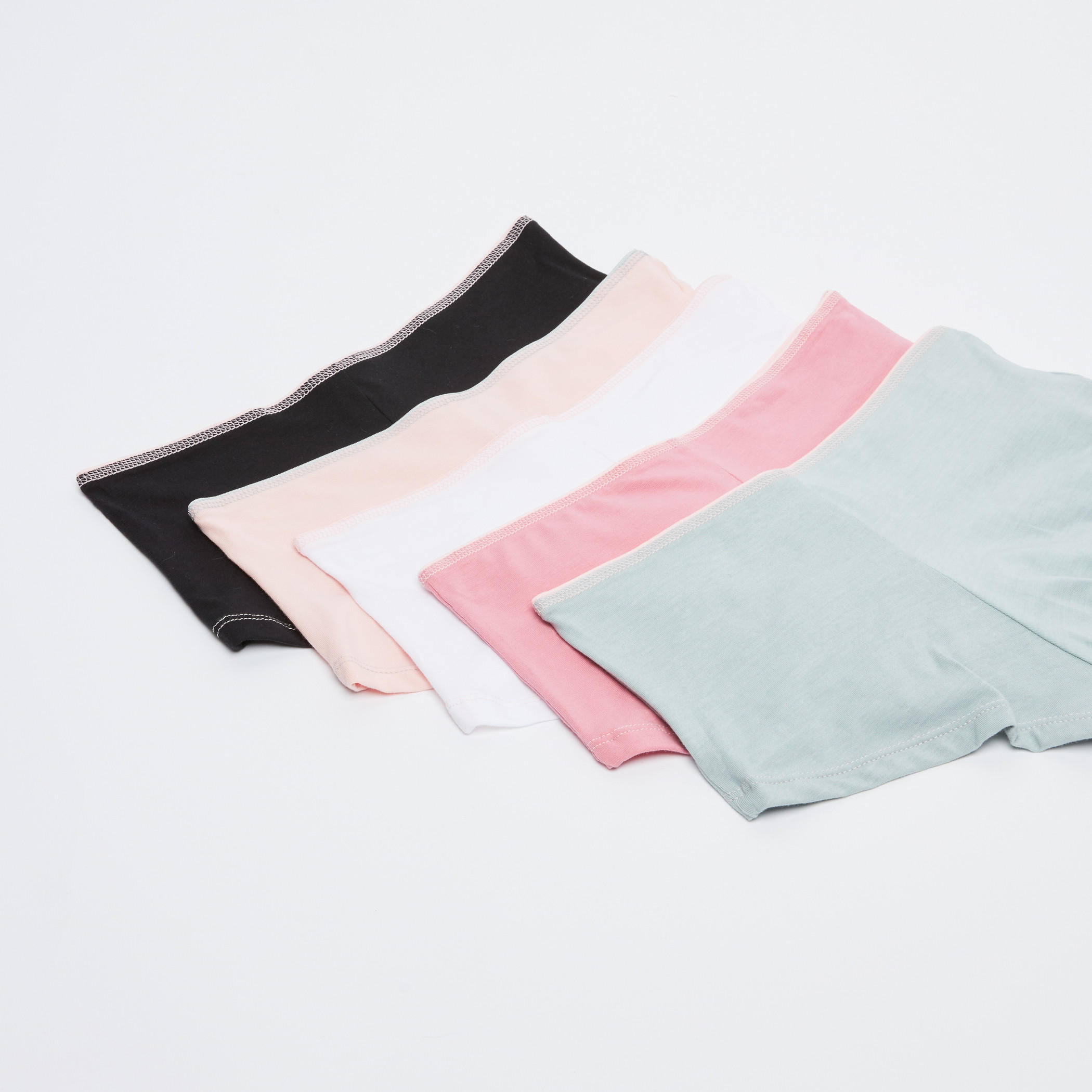 سراويل بوي شورت بخصر مطاطي ودرزات - طقم من 5 قطع-women-clothing-lingerie-panties-image-3
