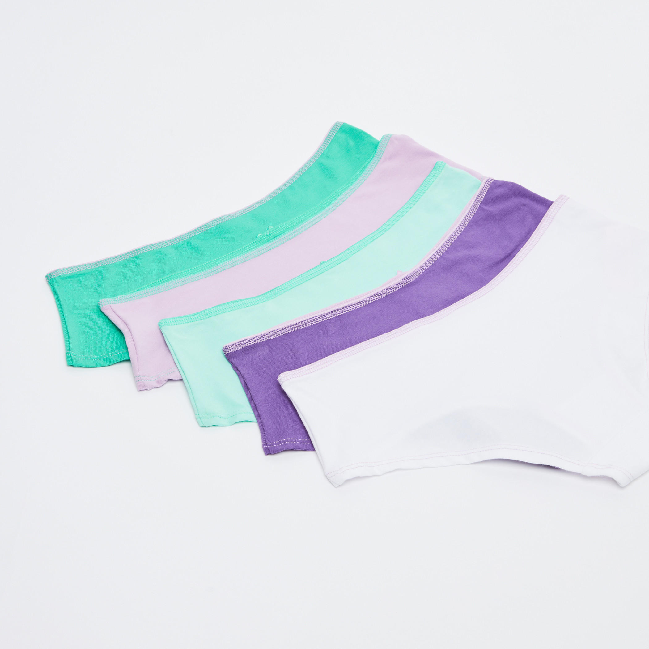 سراويل بيكيني بخصر مطّاطي وفيونكة - طقم من 5 قطع-women-clothing-lingerie-panties-image-3