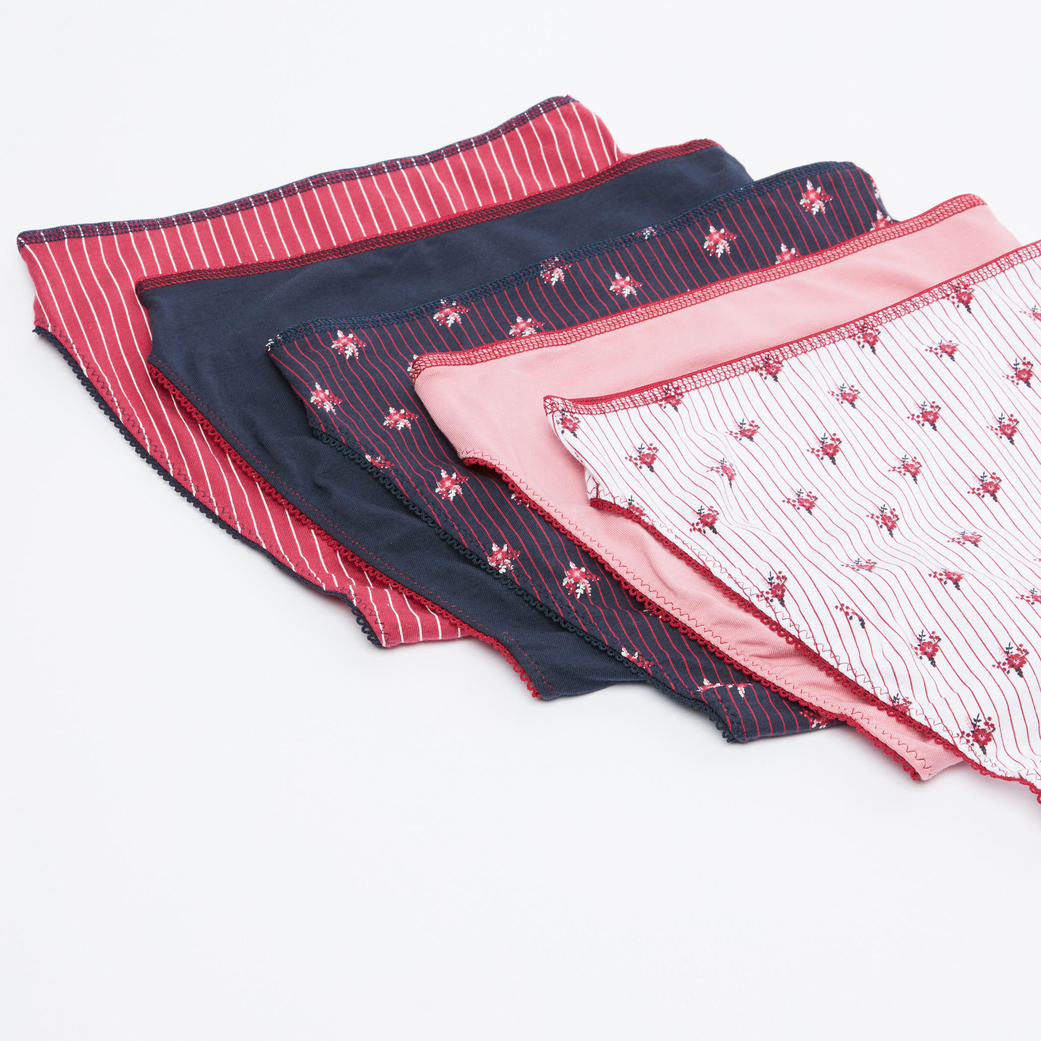 Bow Detail Briefs with Elasticised Waistband - Set of 5-women-clothing-lingerie-panties-image-3