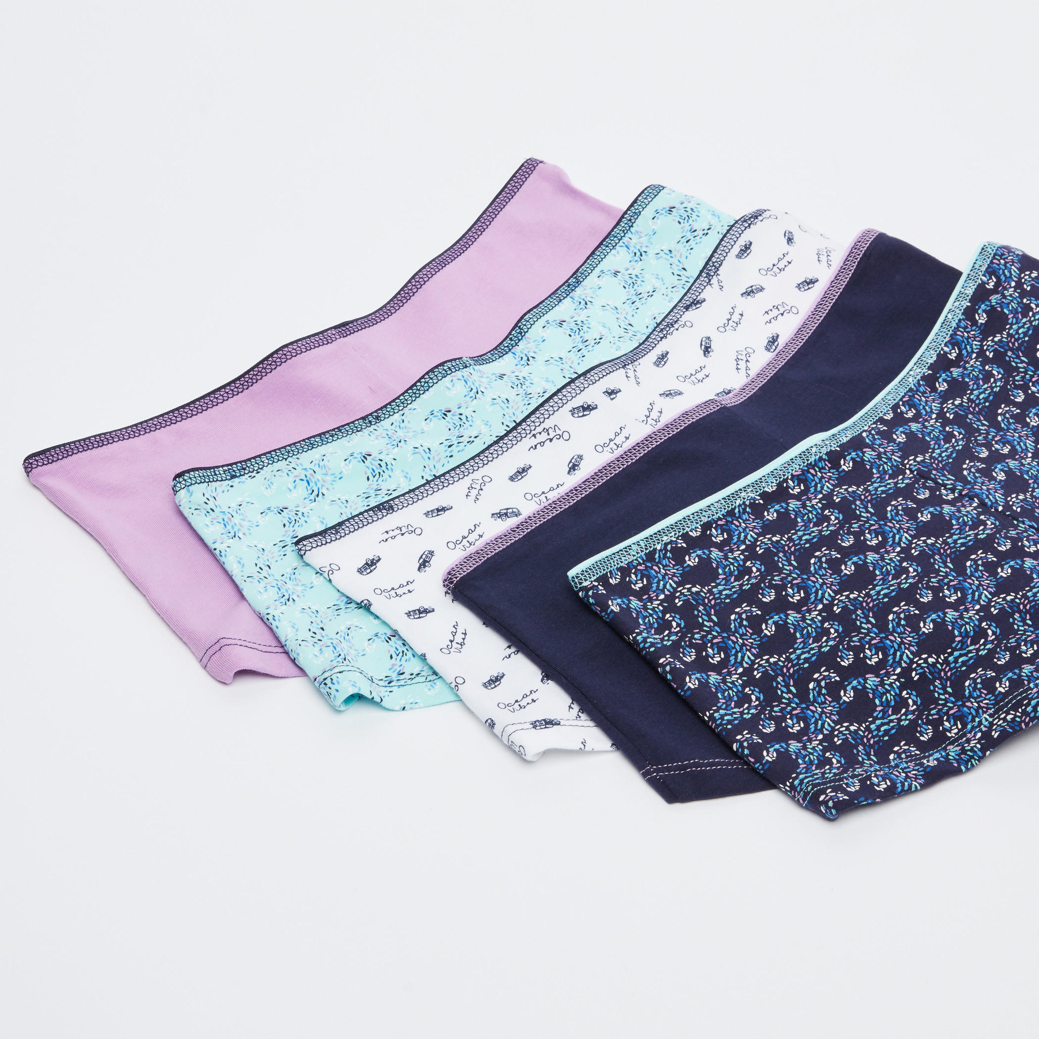 سراويل بوي شورت متنوعة بخصر مطّاطي - طقم من 5 قطع-women-clothing-lingerie-panties-image-3
