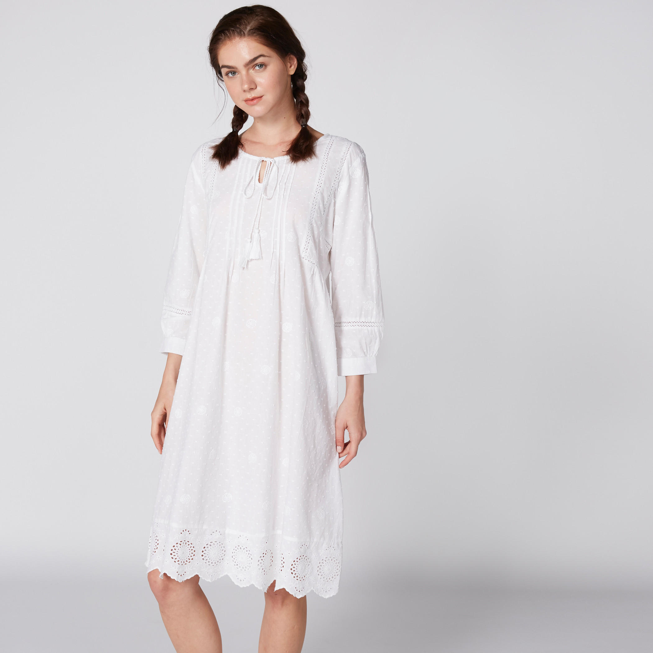 قميص نوم شيفلي بأكمام طويلة ورباط-women-clothing-nightwear-nighties-image-3