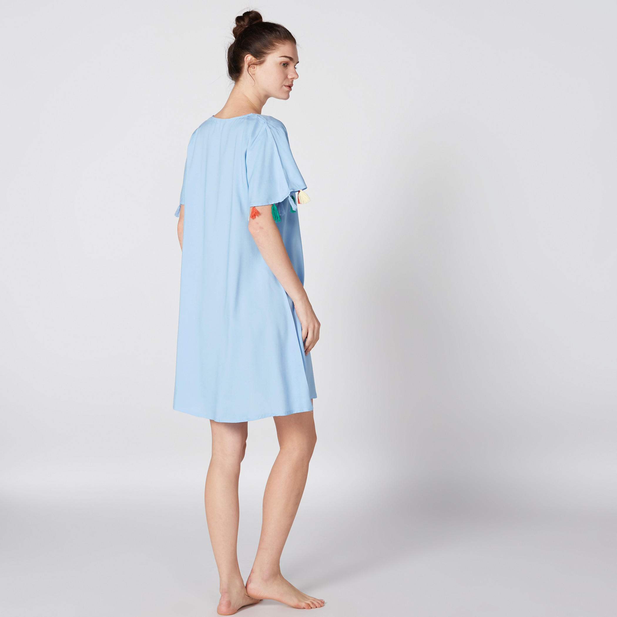 Tassel Detail Sleep Dress with V-Neck and Short Sleeves - Set of 2-women-clothing-nightwear-pyjamas-longsets-image-4