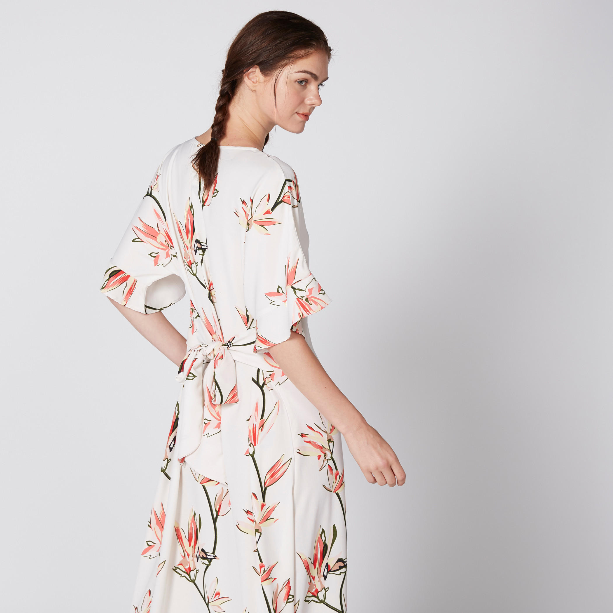 Floral Printed Maxi Sleep Dress with V-Neck and Tie Up Belt-women-clothing-nightwear-nighties-image-2