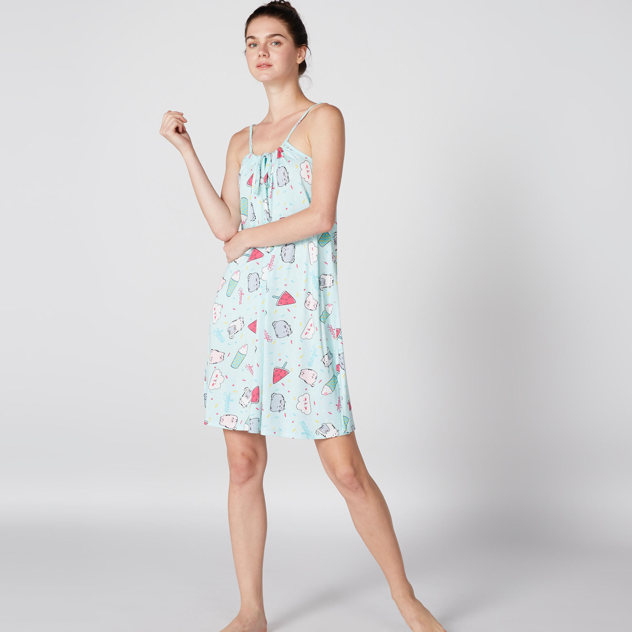 قميص نوم دون أكمام برباط وطبعات-women-clothing-nightwear-nighties-image-1