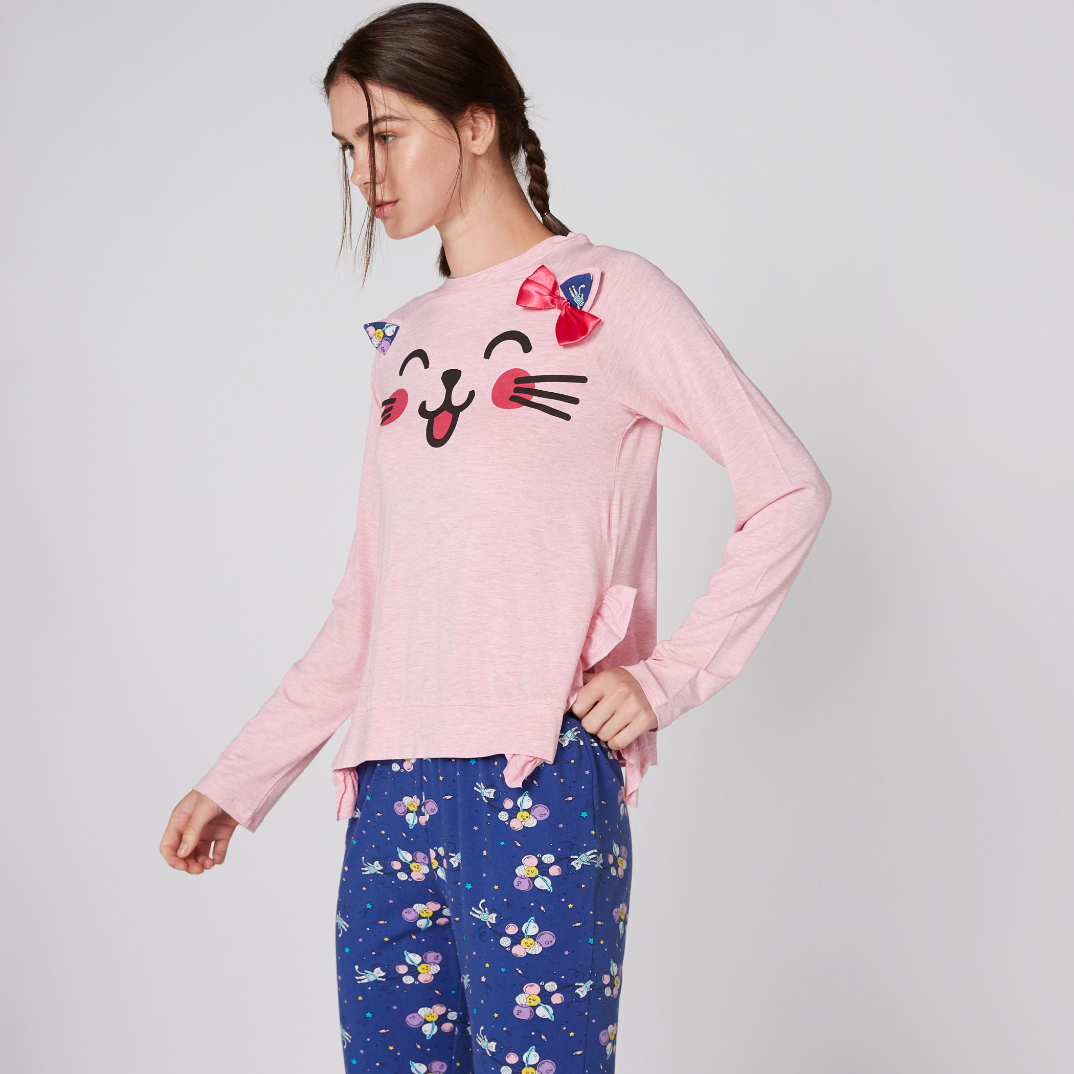 طقم بنطال بيجاما وبلوزة بأكمام طويلة وطبعات-women-clothing-nightwear-pyjamas-longsets-image-3