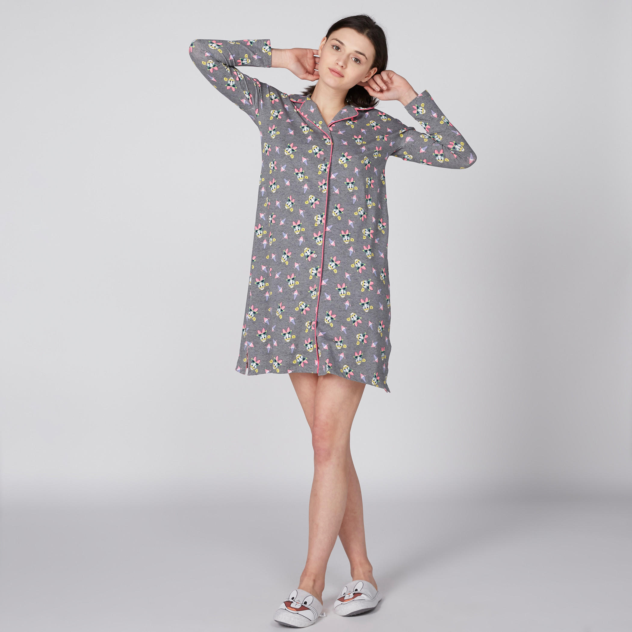 قميص نوم بأكمام طويلة وطبعات دايزي داك-women-clothing-nightwear-pyjamas-tops-image-3