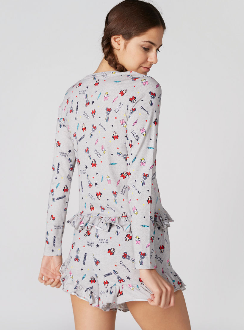 طقم شورت وتيشيرت بطبعات ميني ماوس ودايزي داك-women-clothing-nightwear-pyjamas-longsets-image-2