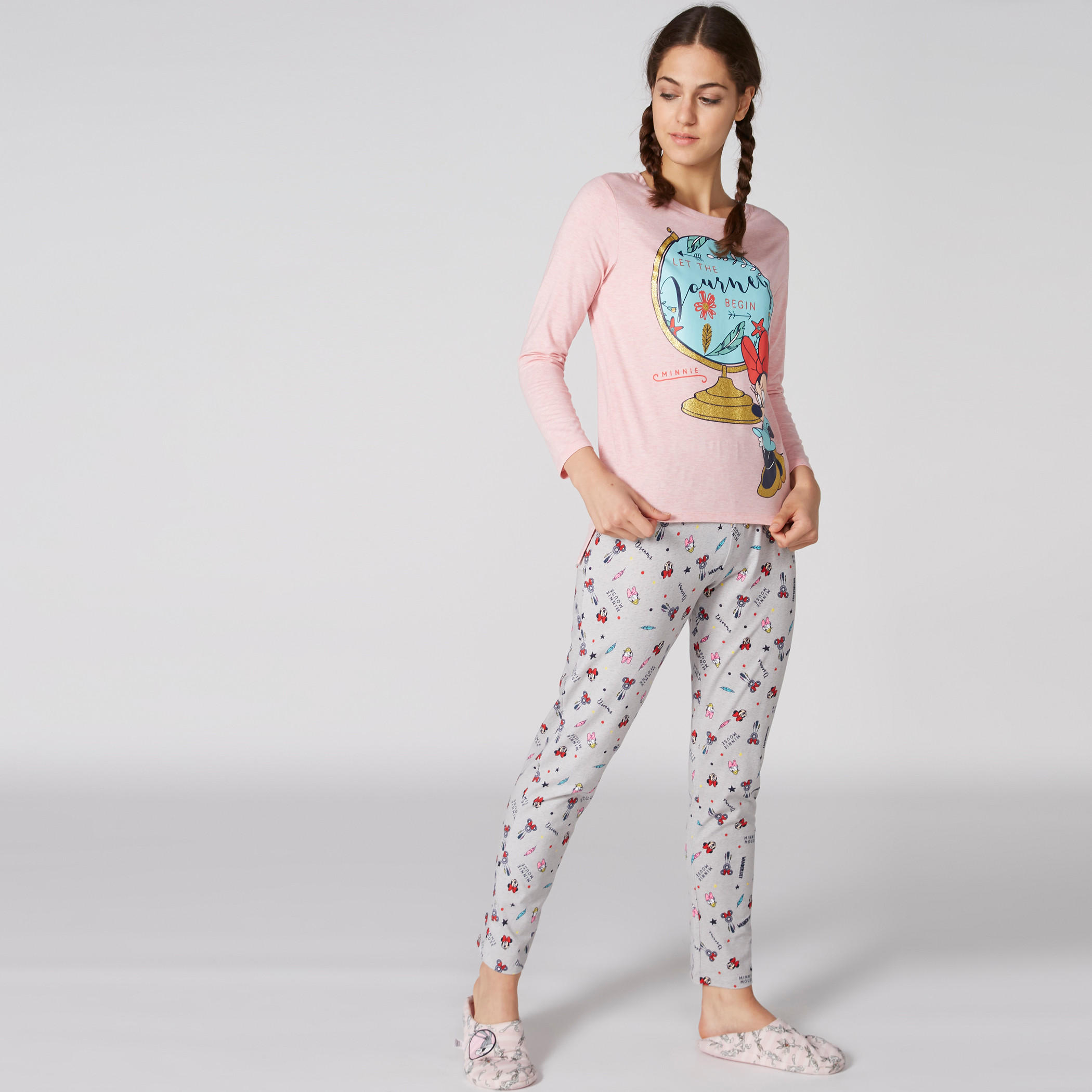 طقم بنطال بيجاما وتيشيرت بطبعات-women-clothing-nightwear-pyjamas-longsets-image-3