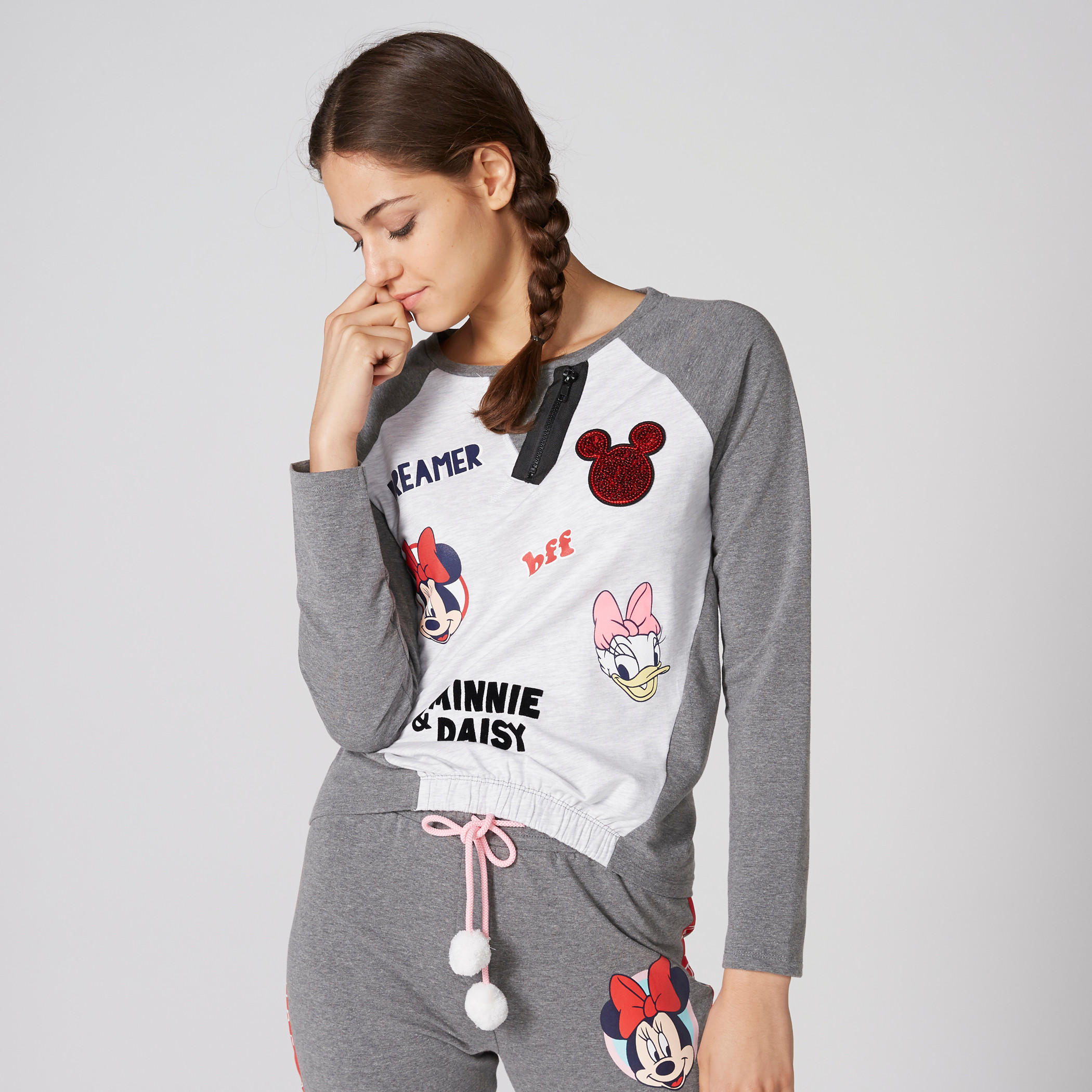 سويت شيرت بأكمام طويلة وطبعات ميني ماوس ودايزي داك-women-clothing-nightwear-pyjamas-longsets-image-3