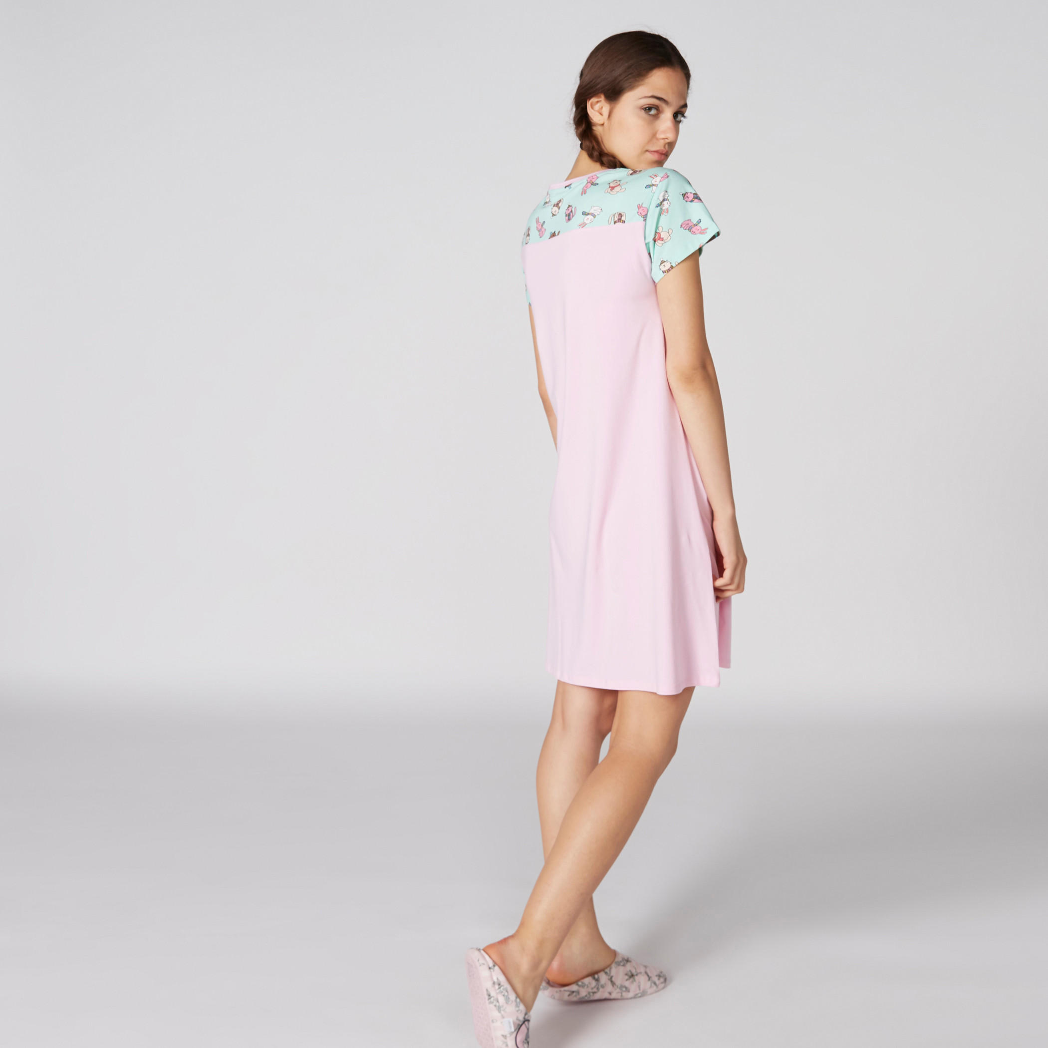 Printed Sleep Dress with Round Neck - Set of 2-women-clothing-nightwear-nighties-image-3