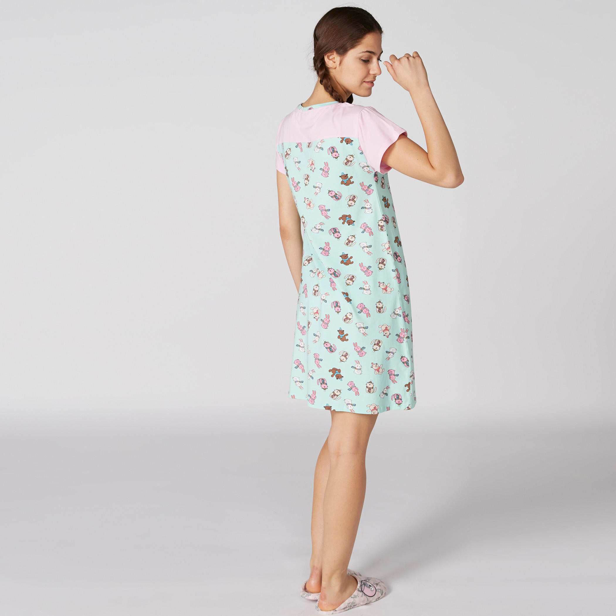 Printed Sleep Dress with Round Neck - Set of 2-women-clothing-nightwear-nighties-image-4