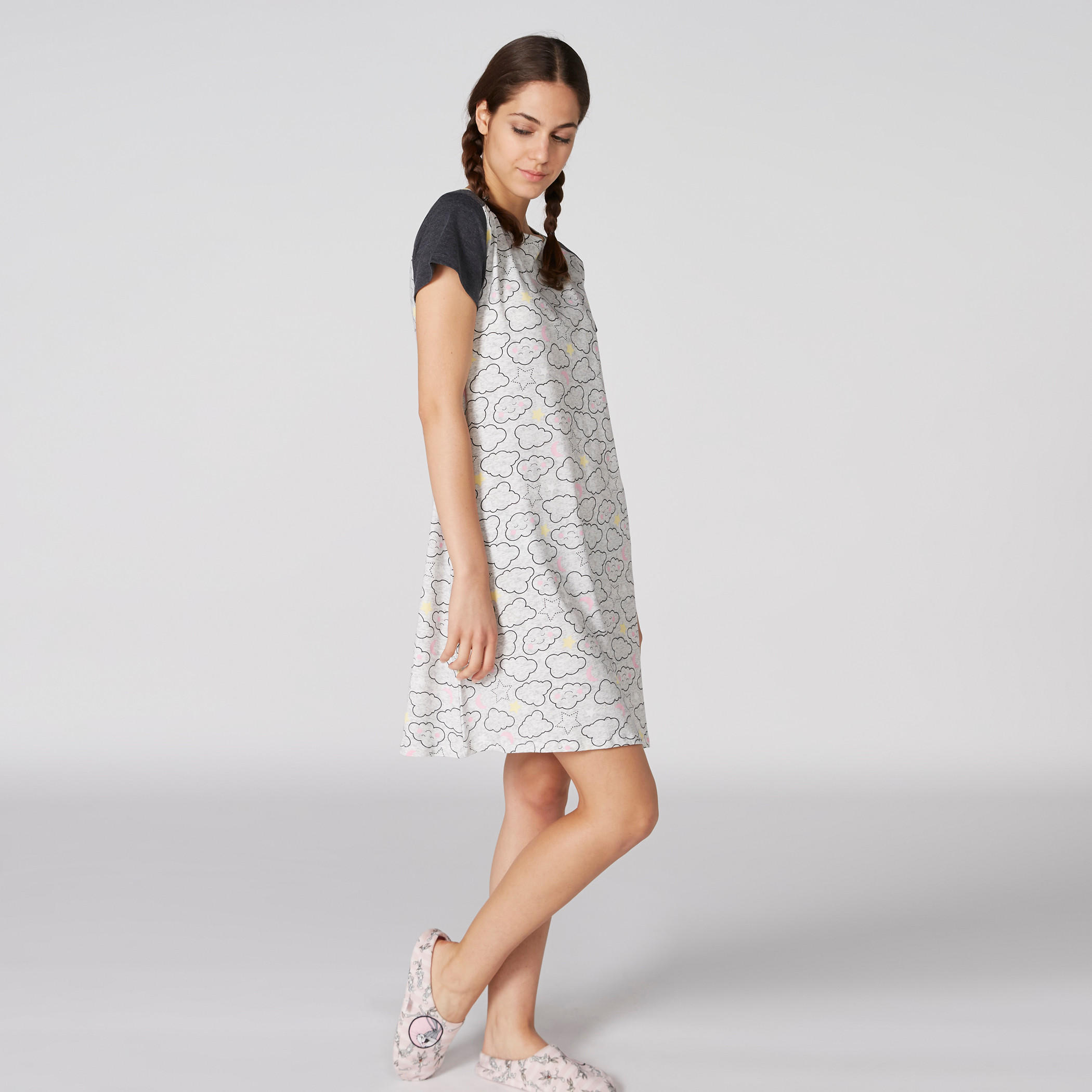 Printed Midi Sleep Dress with Round Neck - Set of 2-women-clothing-nightwear-nighties-image-2