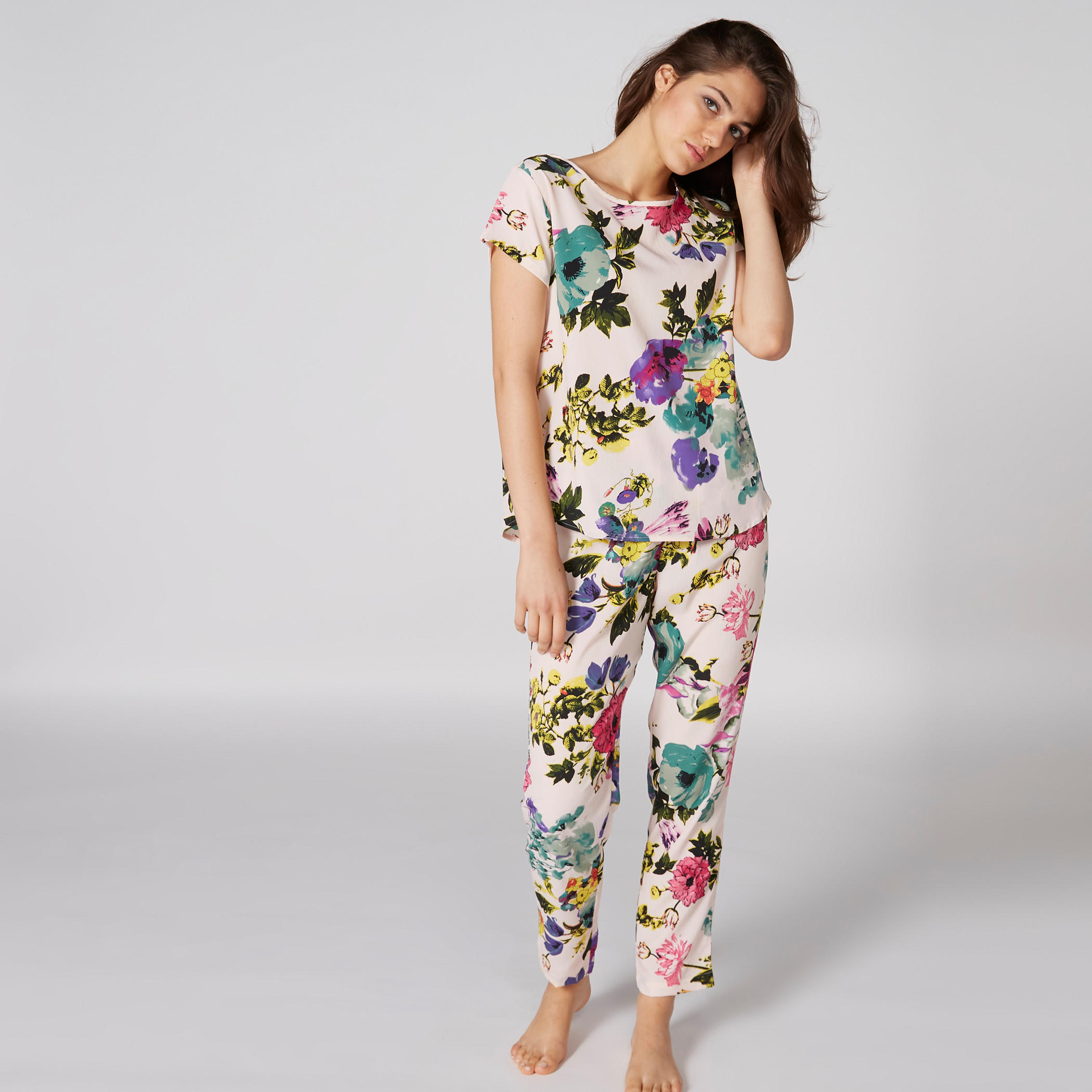 Printed T-Shirt and Pyjama Set-women-clothing-nightwear-pyjamas-longsets-image-1