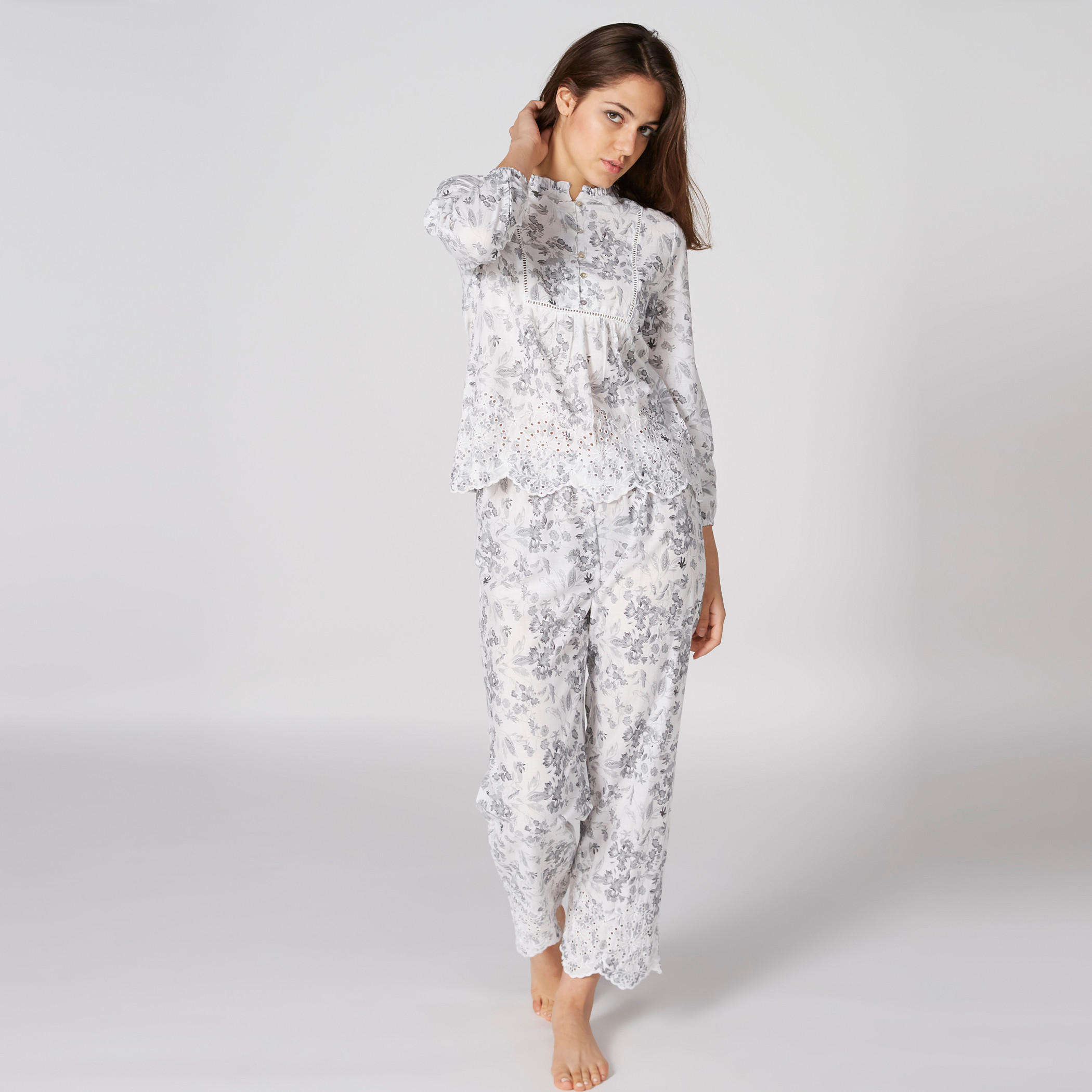 Floral Printed Night Top and Pyjama Set-women-clothing-nightwear-pyjamas-longsets-image-1