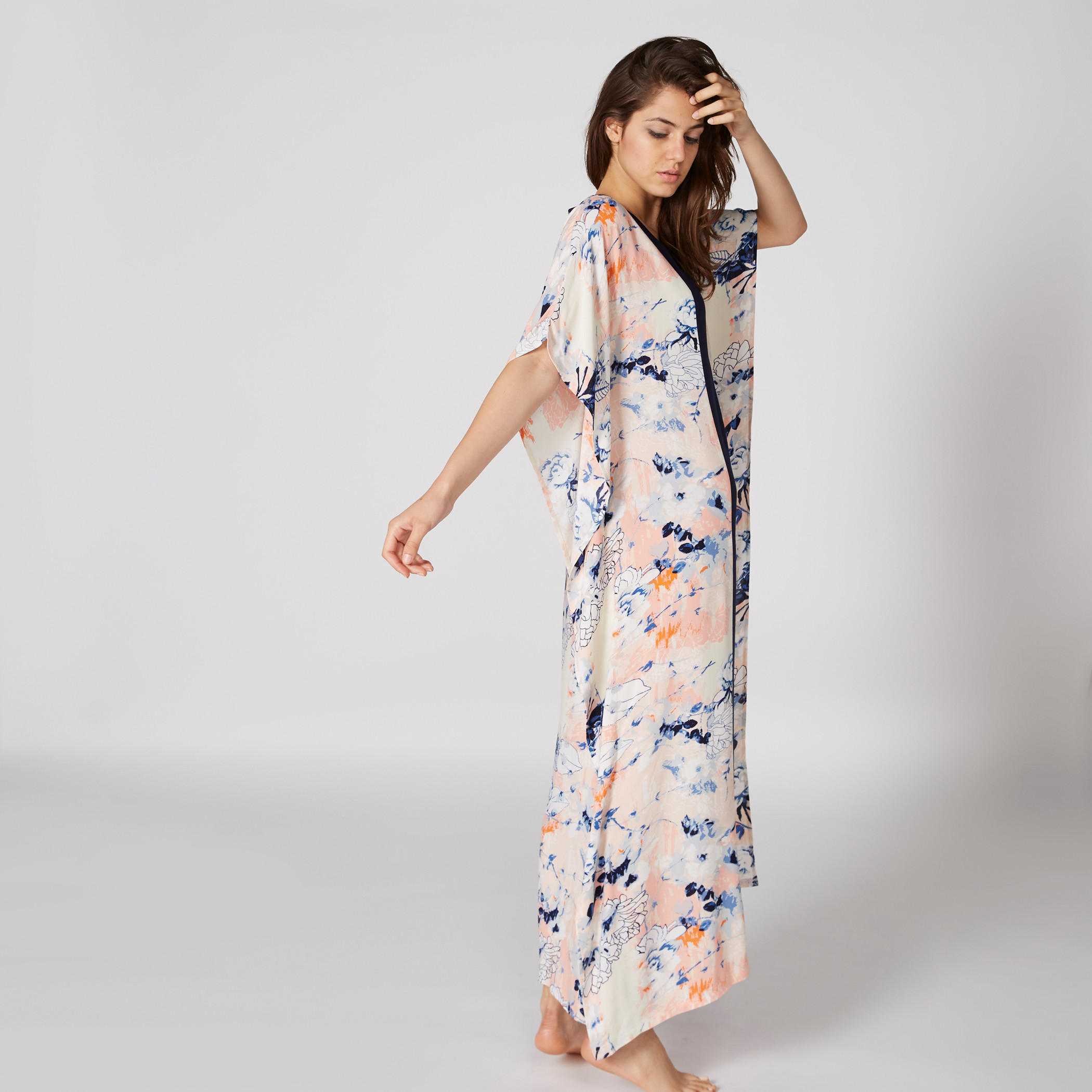 Printed Maxi Sleep Dress with V-Neck-women-clothing-nightwear-nighties-image-1